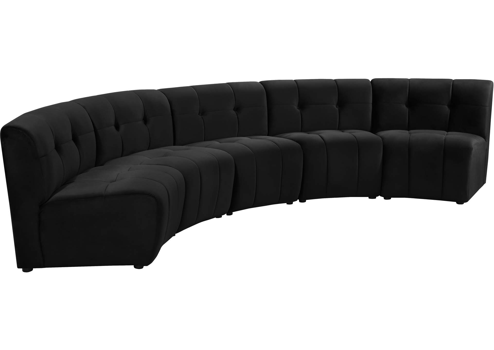 Limitless Black Velvet 5 Piece Modular Sectional,Meridian Furniture