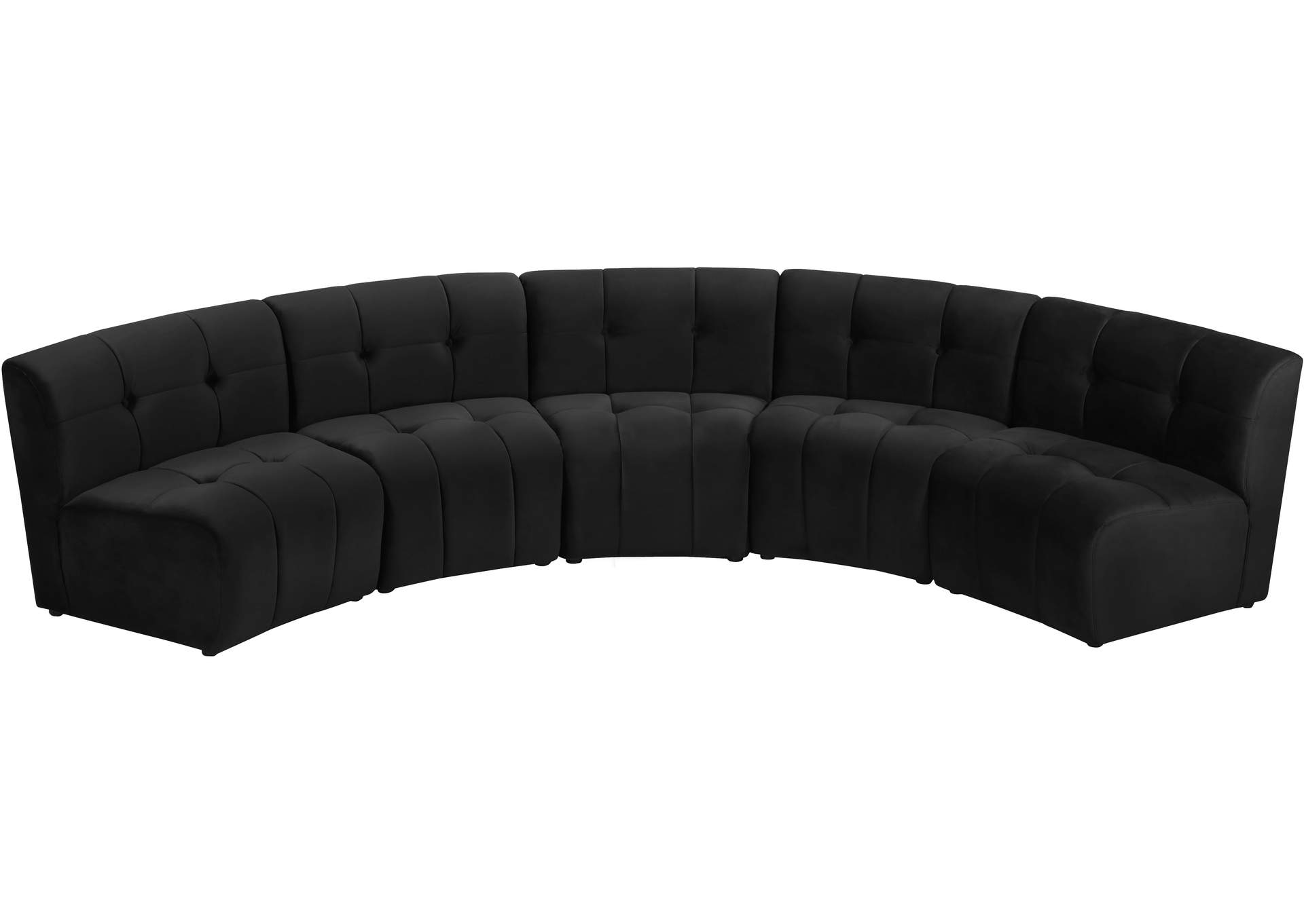 Limitless Black Velvet 5 Piece Modular Sectional,Meridian Furniture