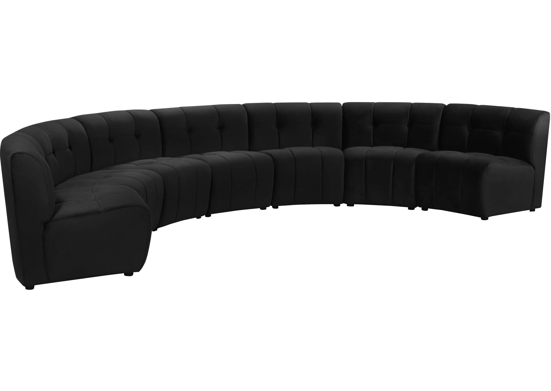 Limitless Black Velvet 7 Piece Modular Sectional,Meridian Furniture