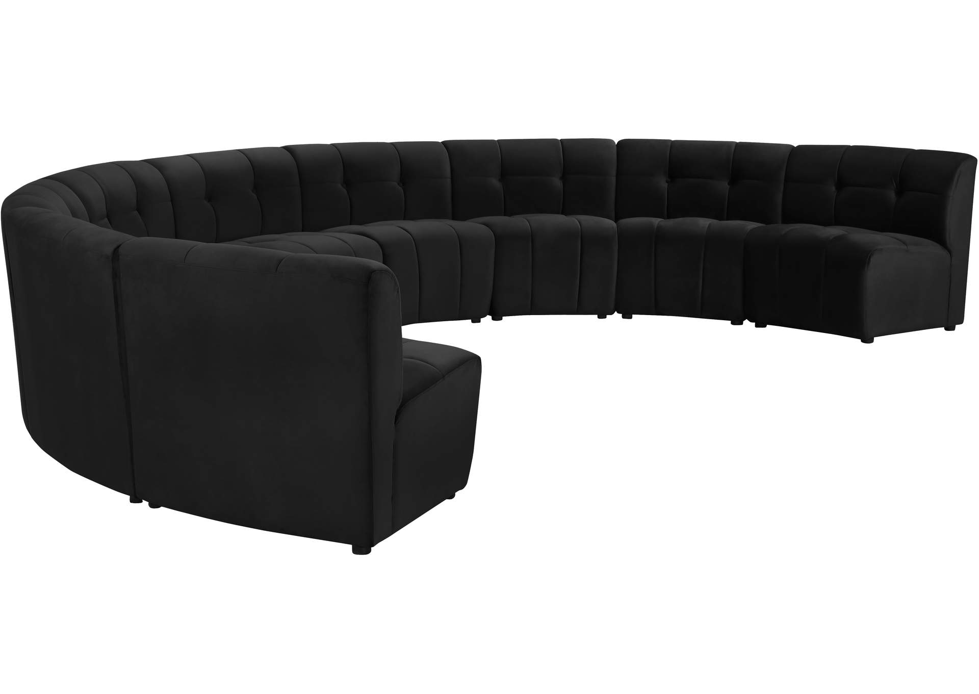 Limitless Black Velvet 9 Piece Modular Sectional,Meridian Furniture