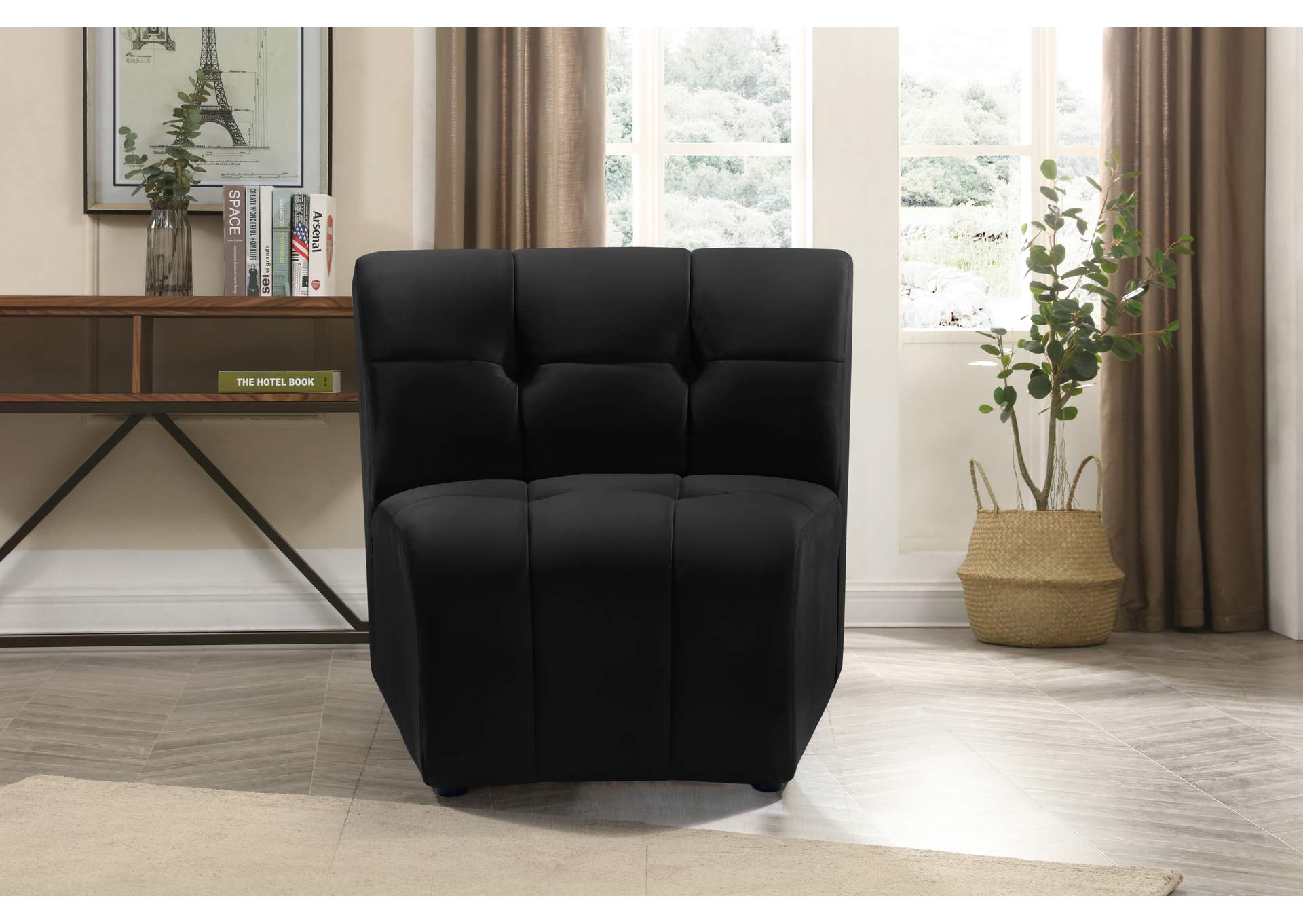 Limitless Black Velvet Modular Chair,Meridian Furniture