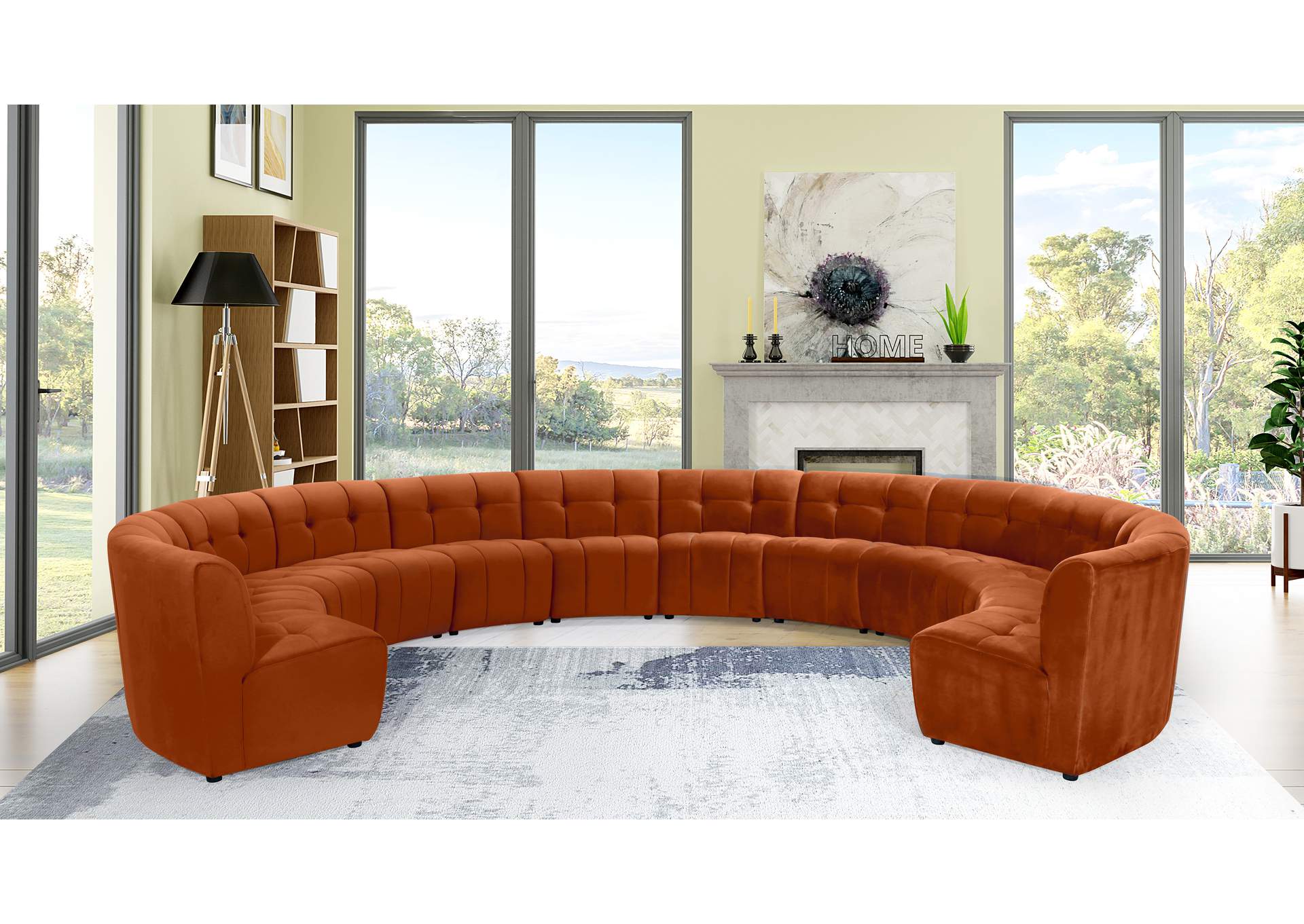 Limitless Cognac Velvet 12 Piece Modular Sectional,Meridian Furniture