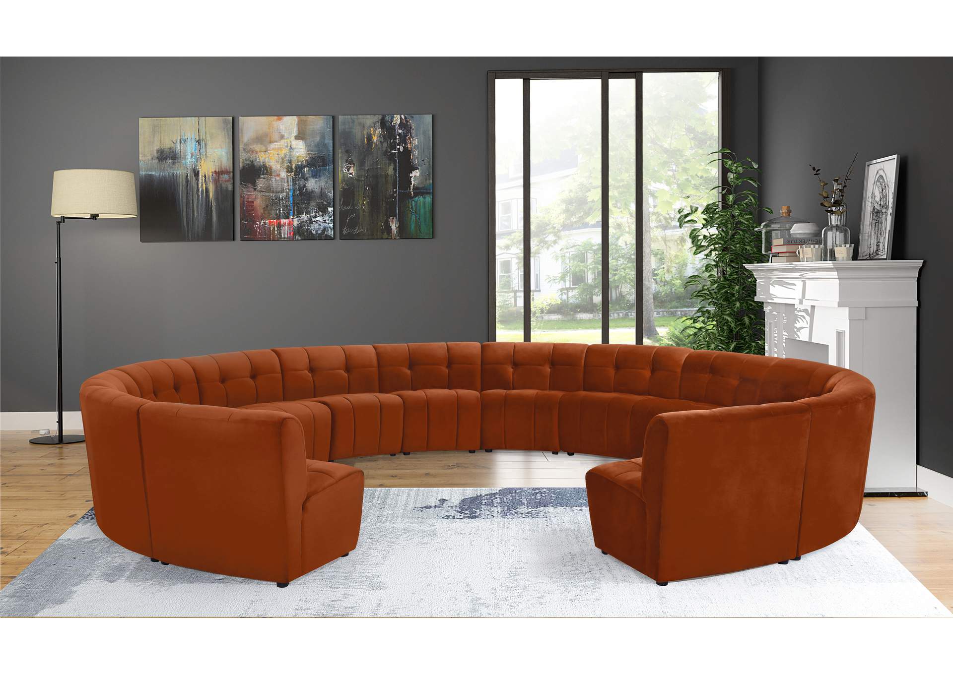 Limitless Cognac Velvet 14 Piece Modular Sectional,Meridian Furniture