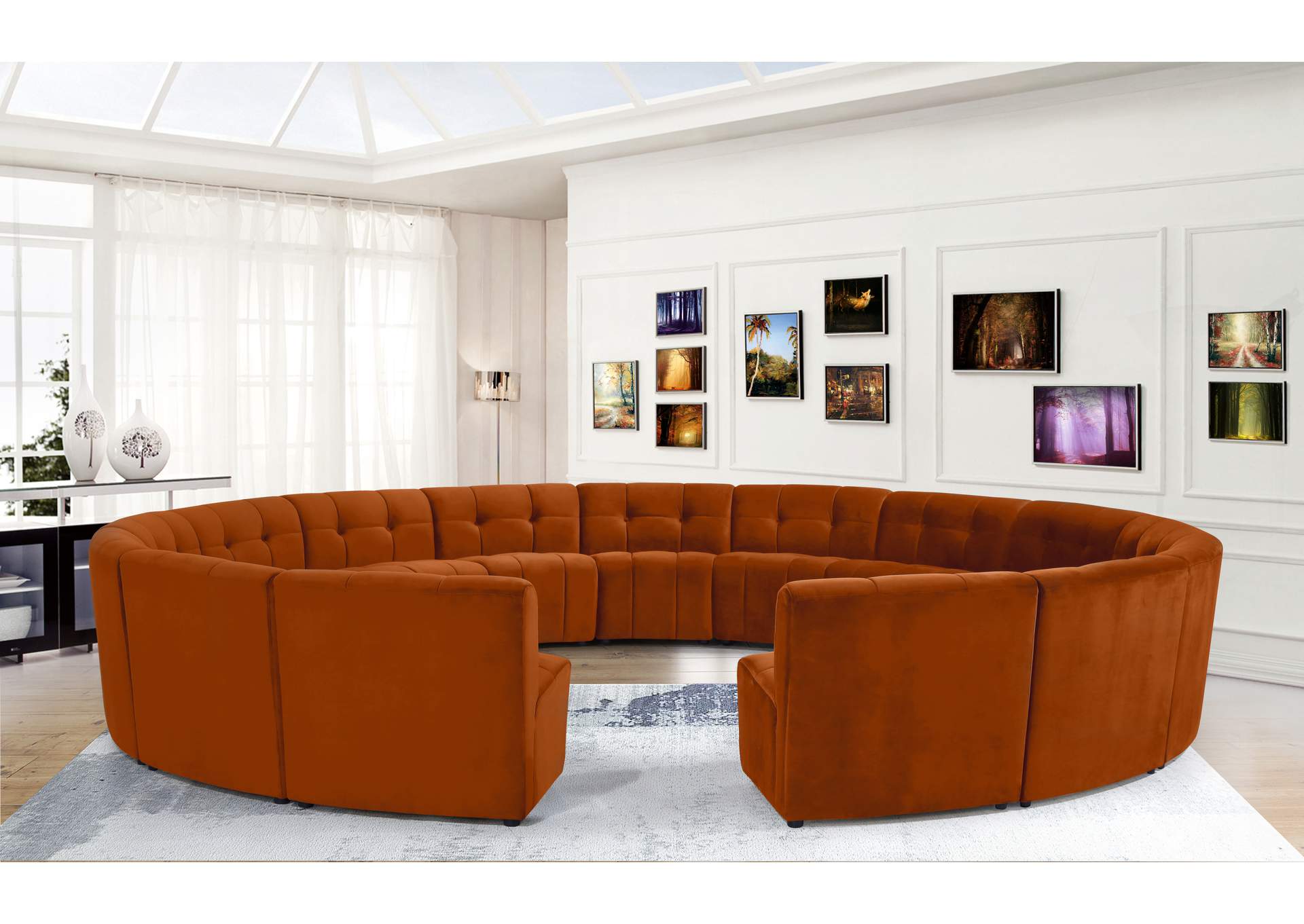 Limitless Cognac Velvet 15 Piece Modular Sectional,Meridian Furniture
