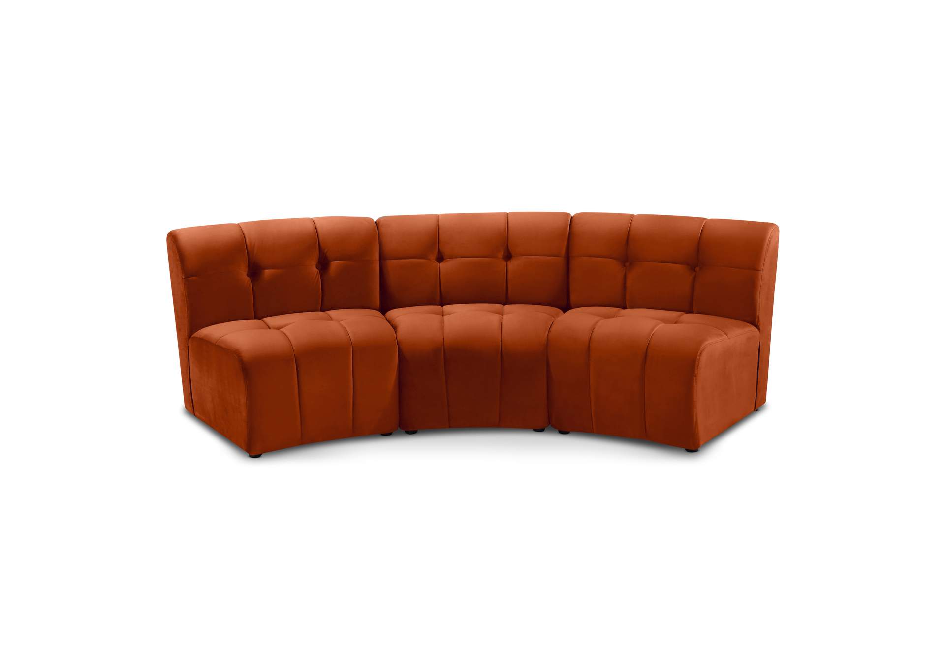 Limitless Cognac Velvet 3 Piece Modular Sectional,Meridian Furniture