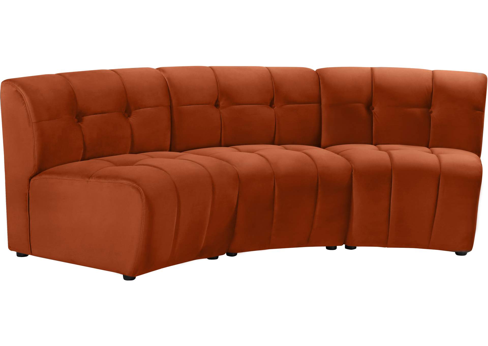 Limitless Cognac Velvet 3 Piece Modular Sectional,Meridian Furniture