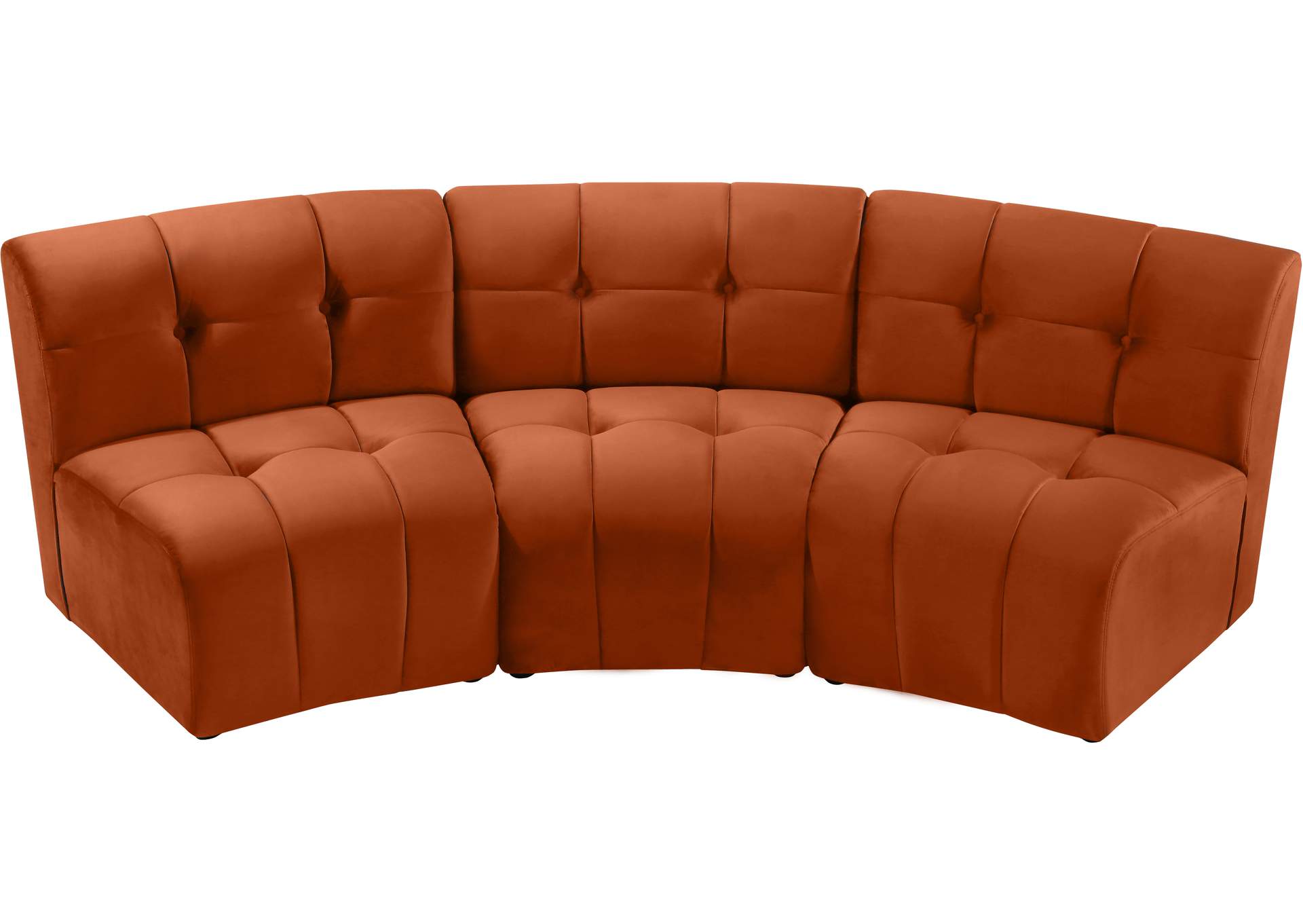 Limitless Cognac Velvet 3 Piece Modular Sectional,Meridian Furniture