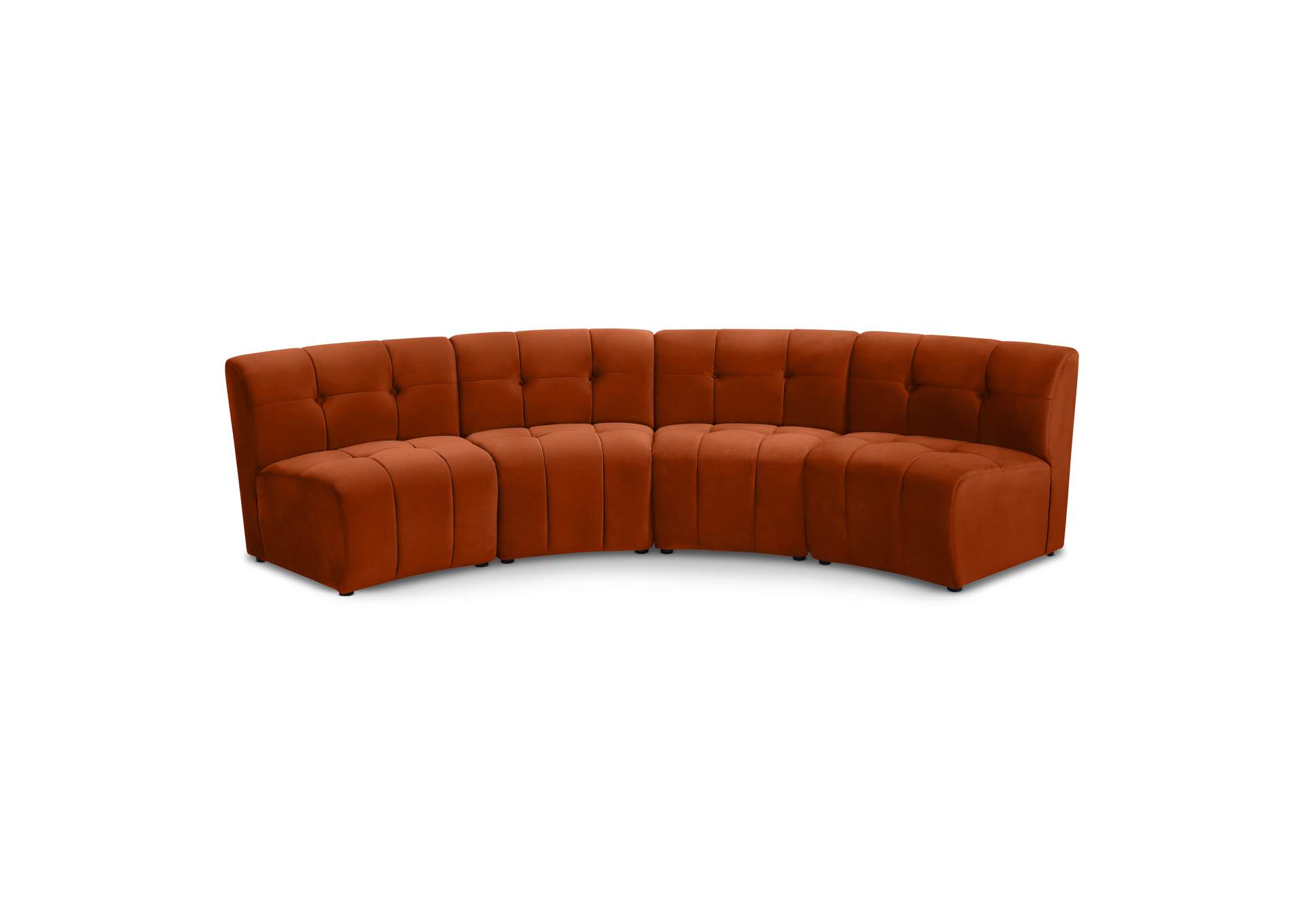 Limitless Cognac Velvet 4 Piece Modular Sectional,Meridian Furniture