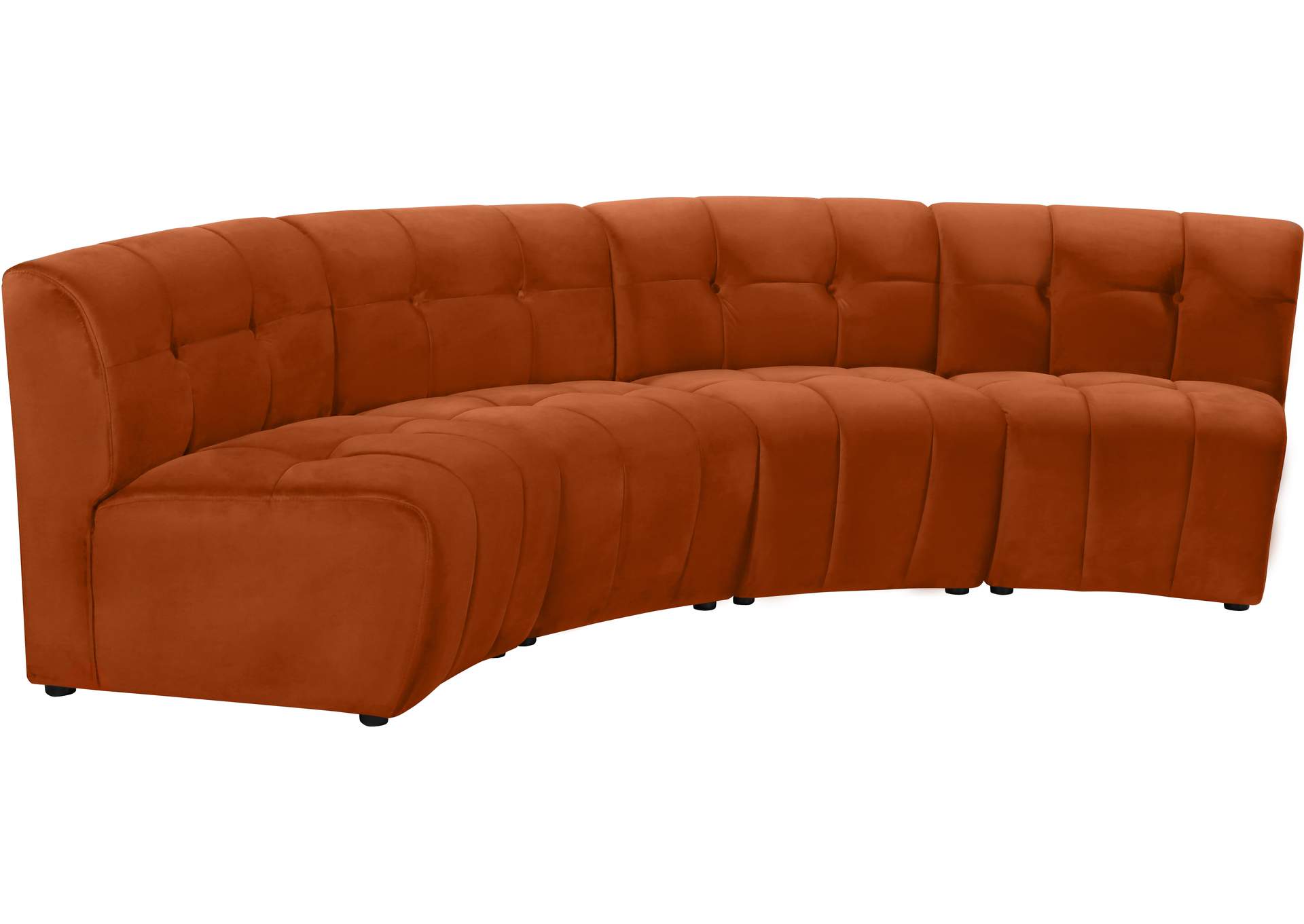 Limitless Cognac Velvet 4 Piece Modular Sectional,Meridian Furniture