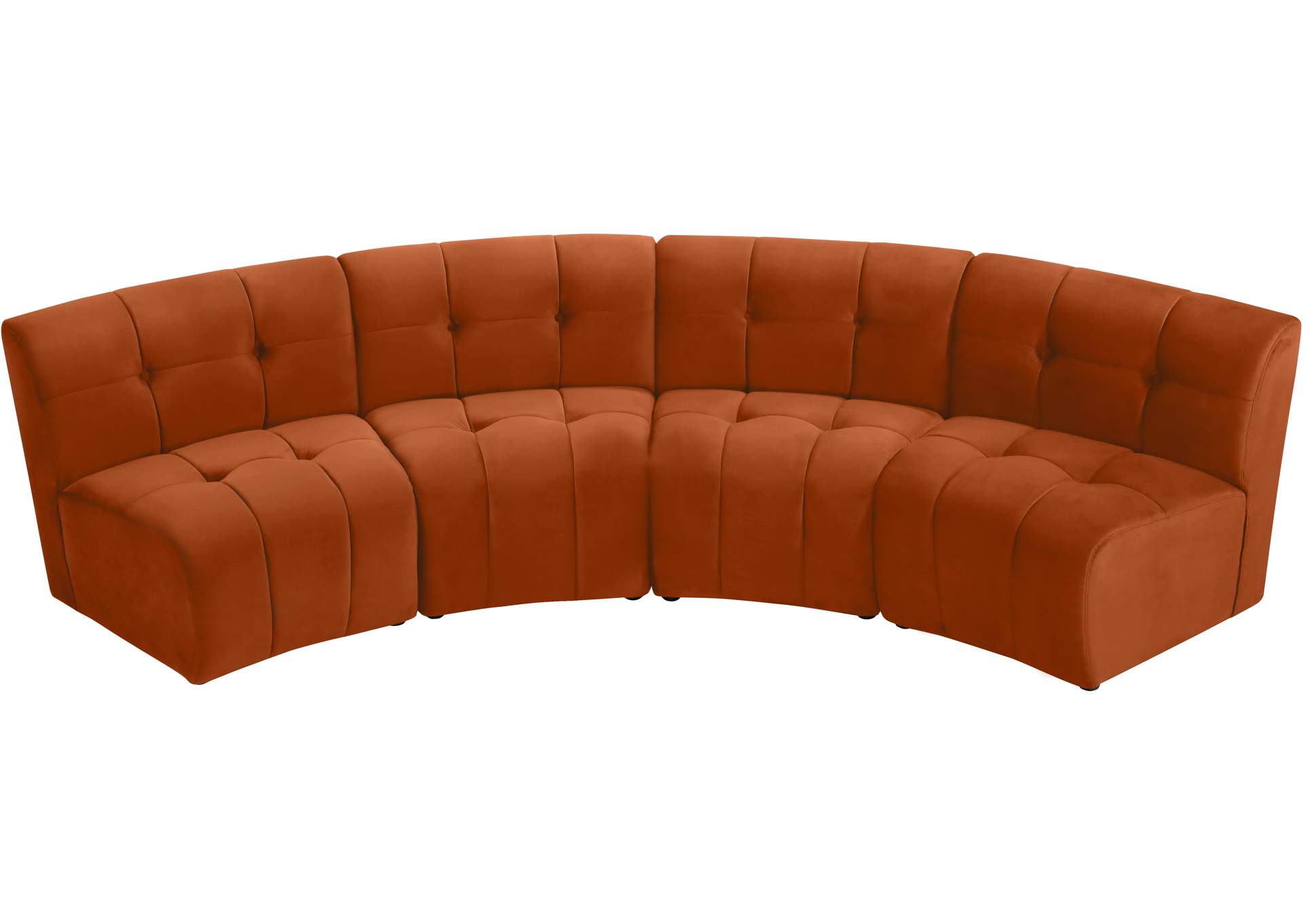 Limitless Cognac Velvet 4 Piece Modular Sectional,Meridian Furniture