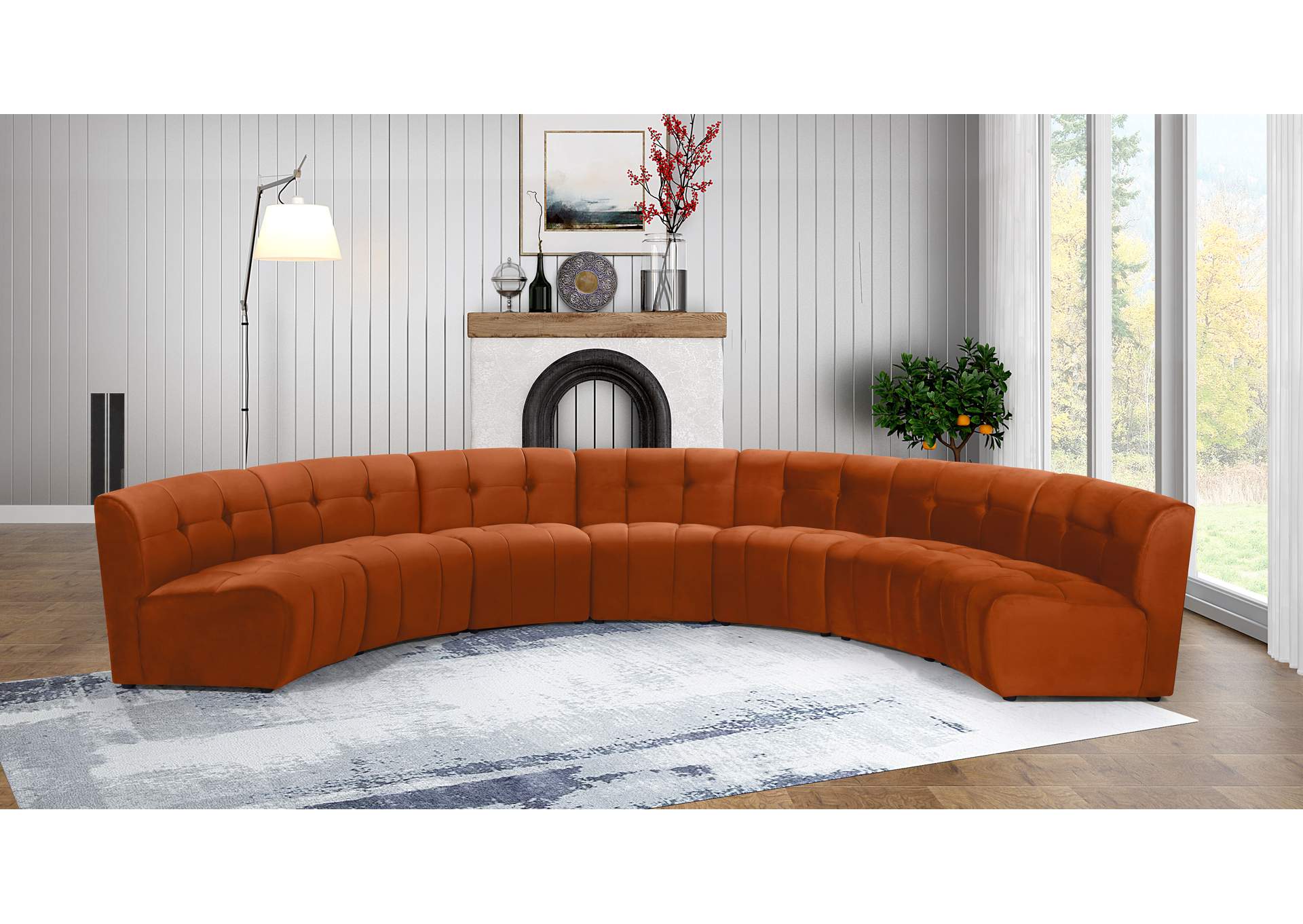 Limitless Cognac Velvet 7 Piece Modular Sectional,Meridian Furniture