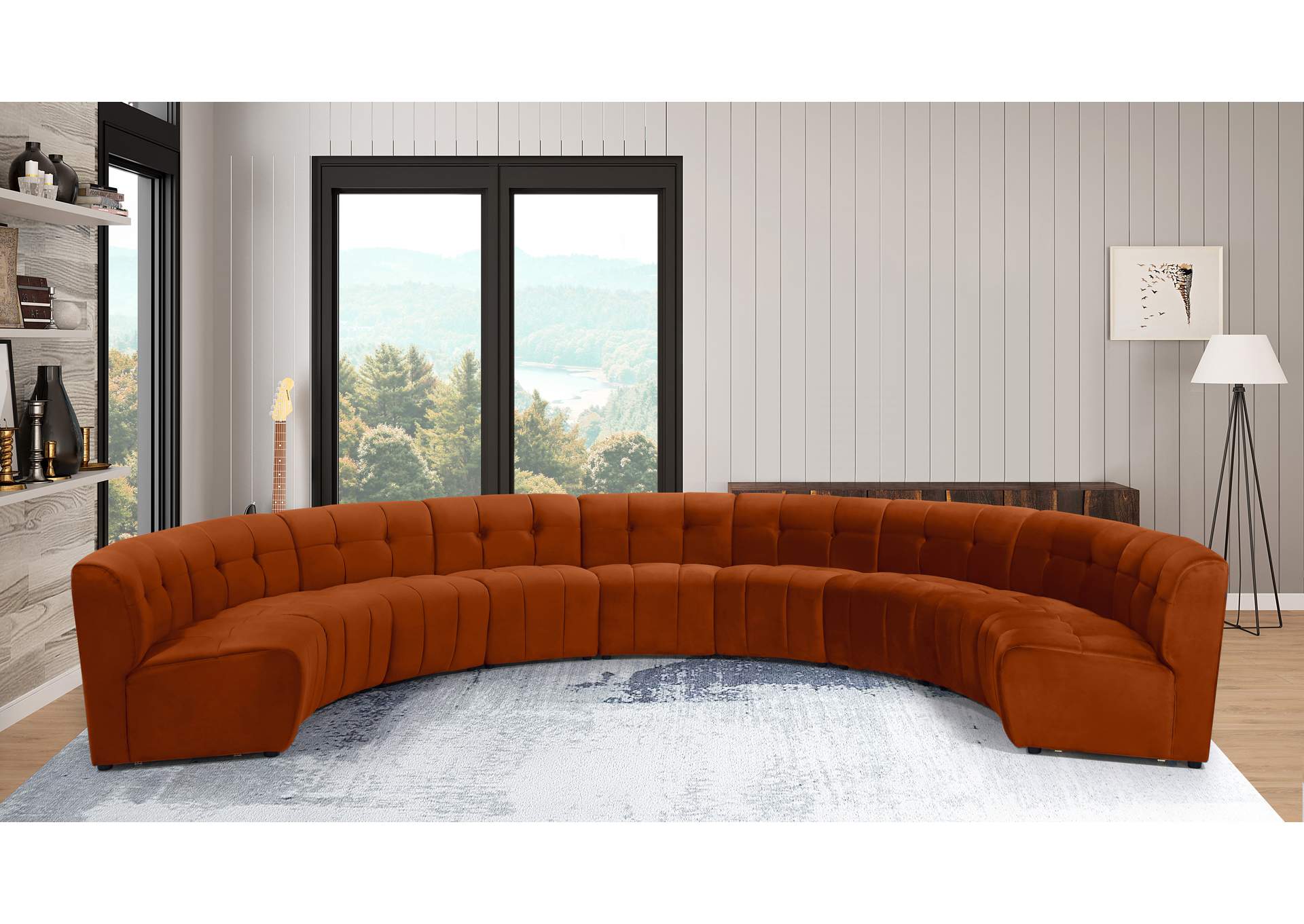 Limitless Cognac Velvet 9 Piece Modular Sectional,Meridian Furniture