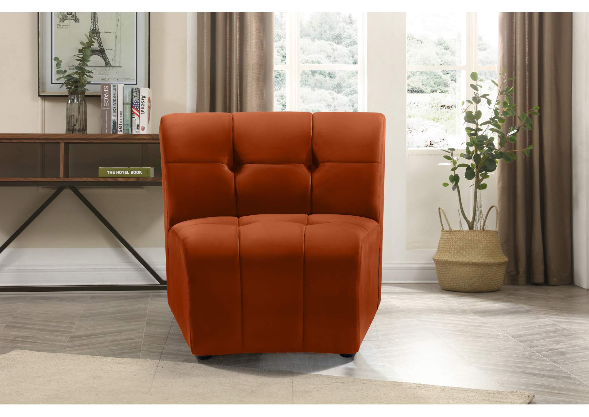 Limitless Cognac Velvet Modular Chair,Meridian Furniture