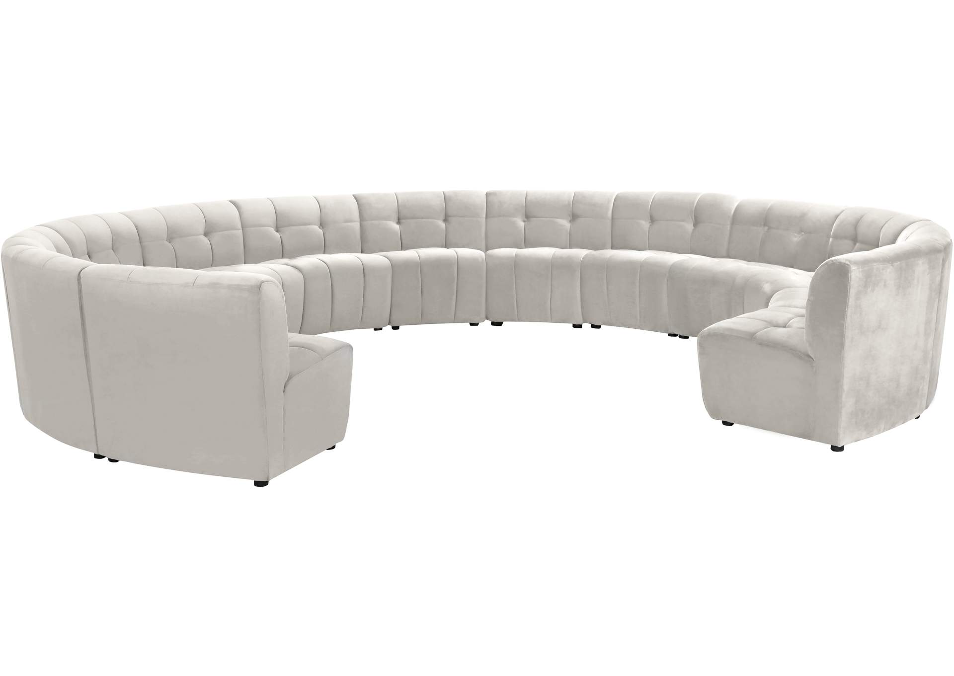 Limitless Cream Velvet 13 Piece Modular Sectional,Meridian Furniture