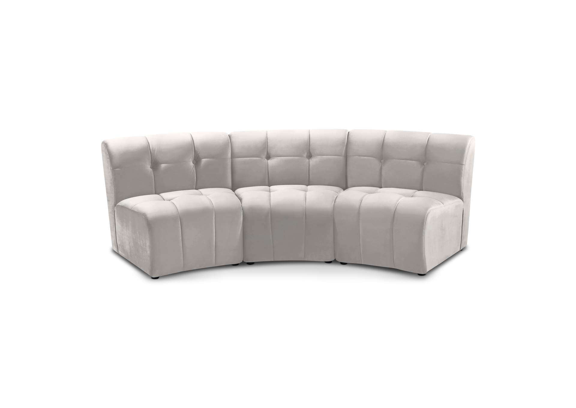 Limitless Cream Velvet 3 Piece Modular Sectional,Meridian Furniture