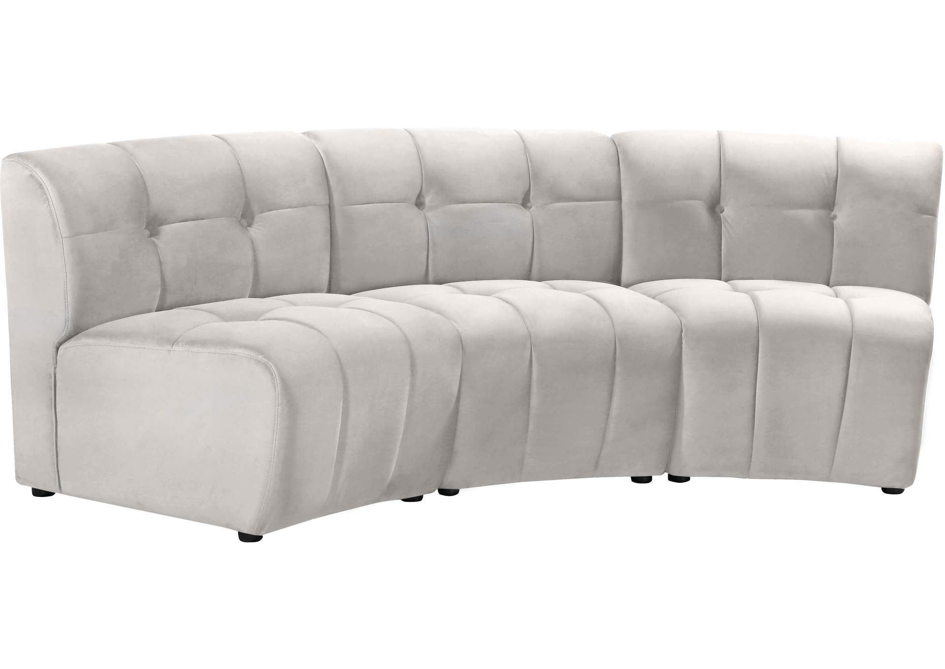 Limitless Cream Velvet 3 Piece Modular Sectional,Meridian Furniture