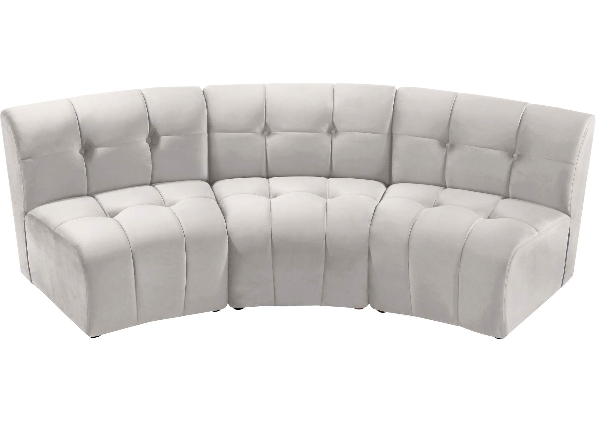 Limitless Cream Velvet 3 Piece Modular Sectional,Meridian Furniture