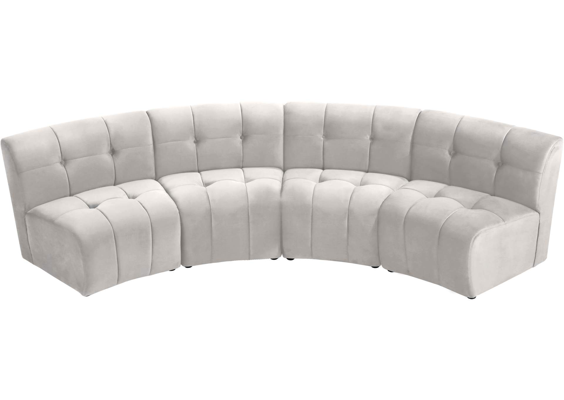 Limitless Cream Velvet 4 Piece Modular Sectional,Meridian Furniture