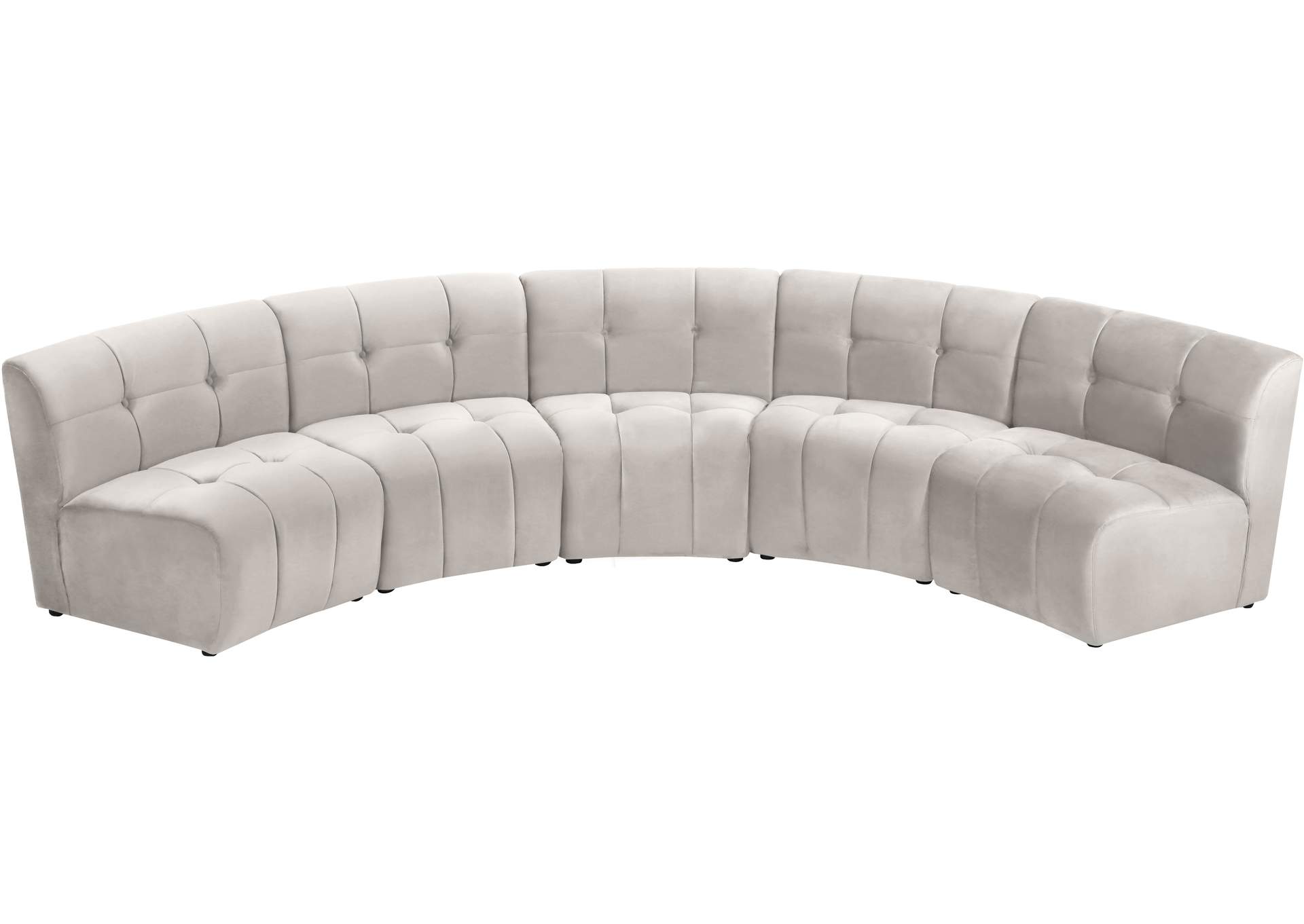 Limitless Cream Velvet 5 Piece Modular Sectional,Meridian Furniture