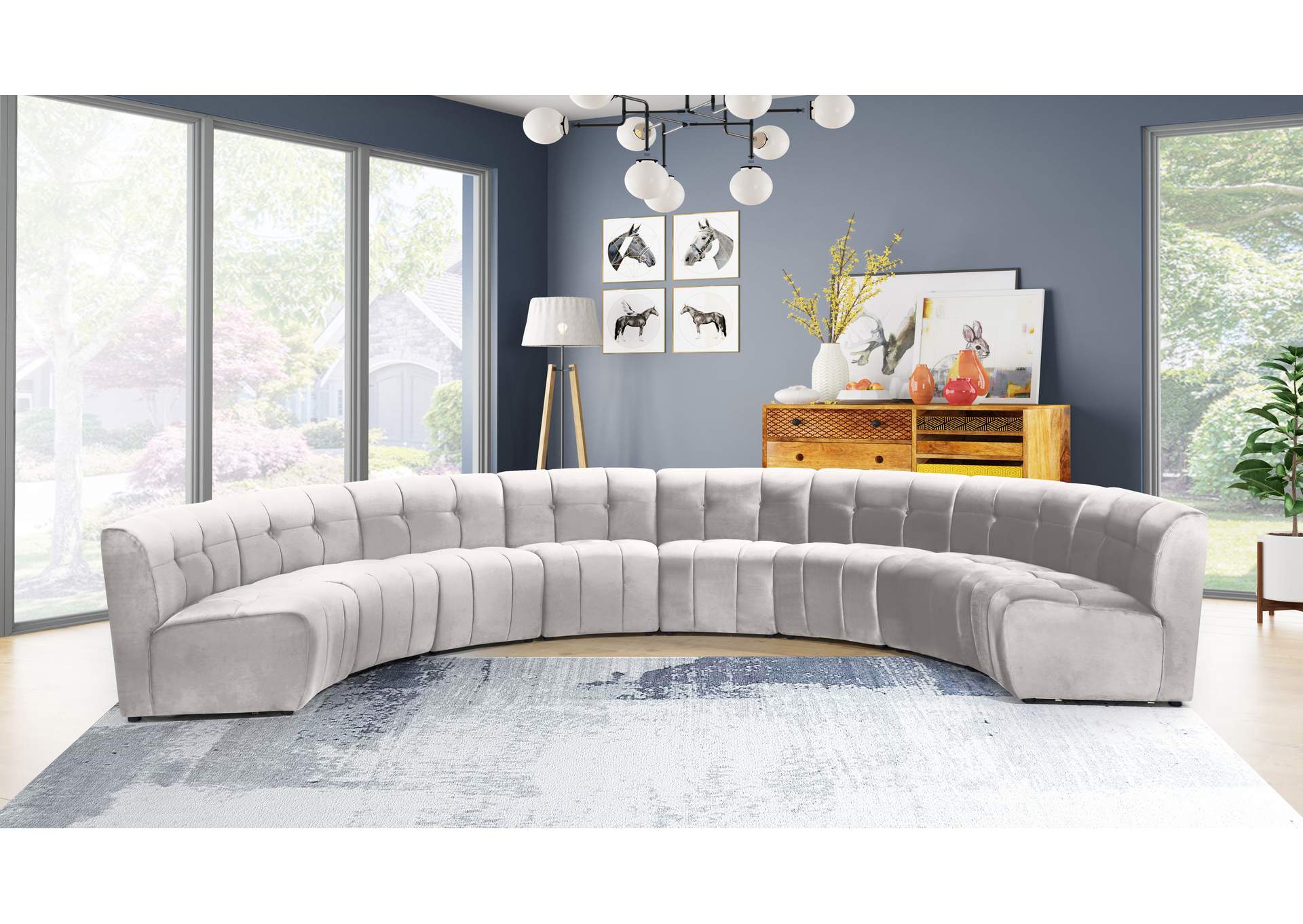 Limitless Cream Velvet 8 Piece Modular Sectional,Meridian Furniture