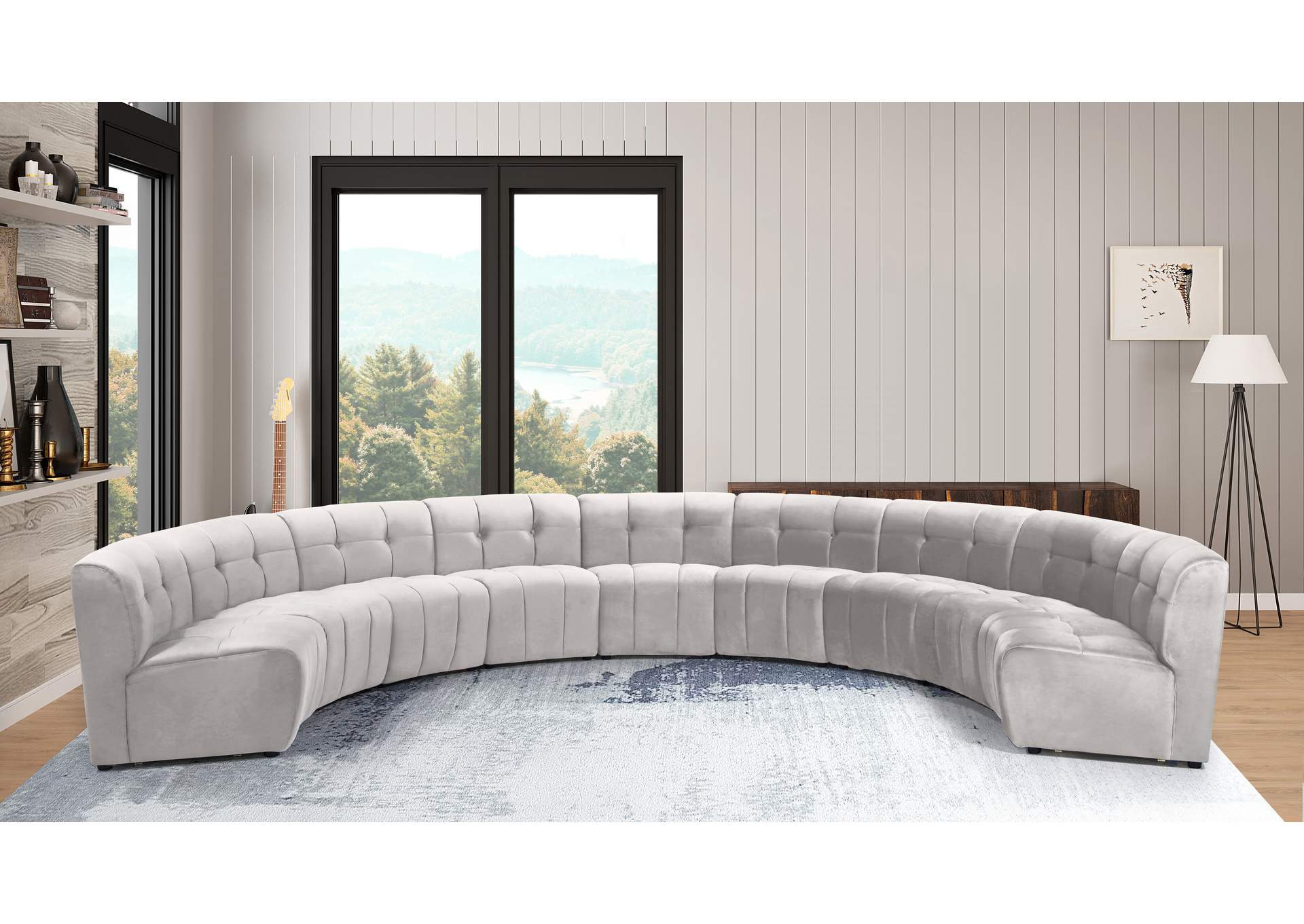 Limitless Cream Velvet 9 Piece Modular Sectional,Meridian Furniture