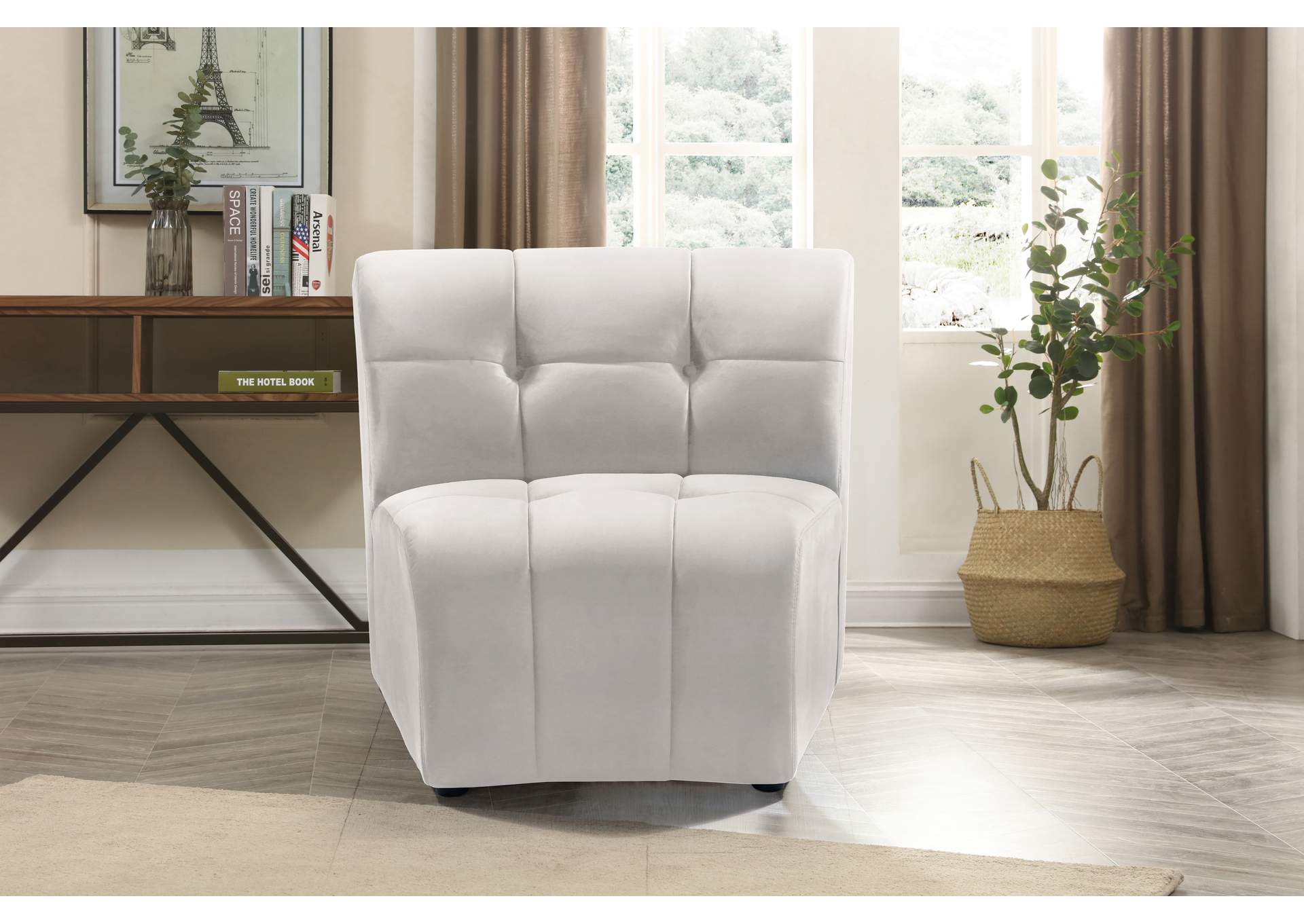 Limitless Cream Velvet Modular Chair,Meridian Furniture