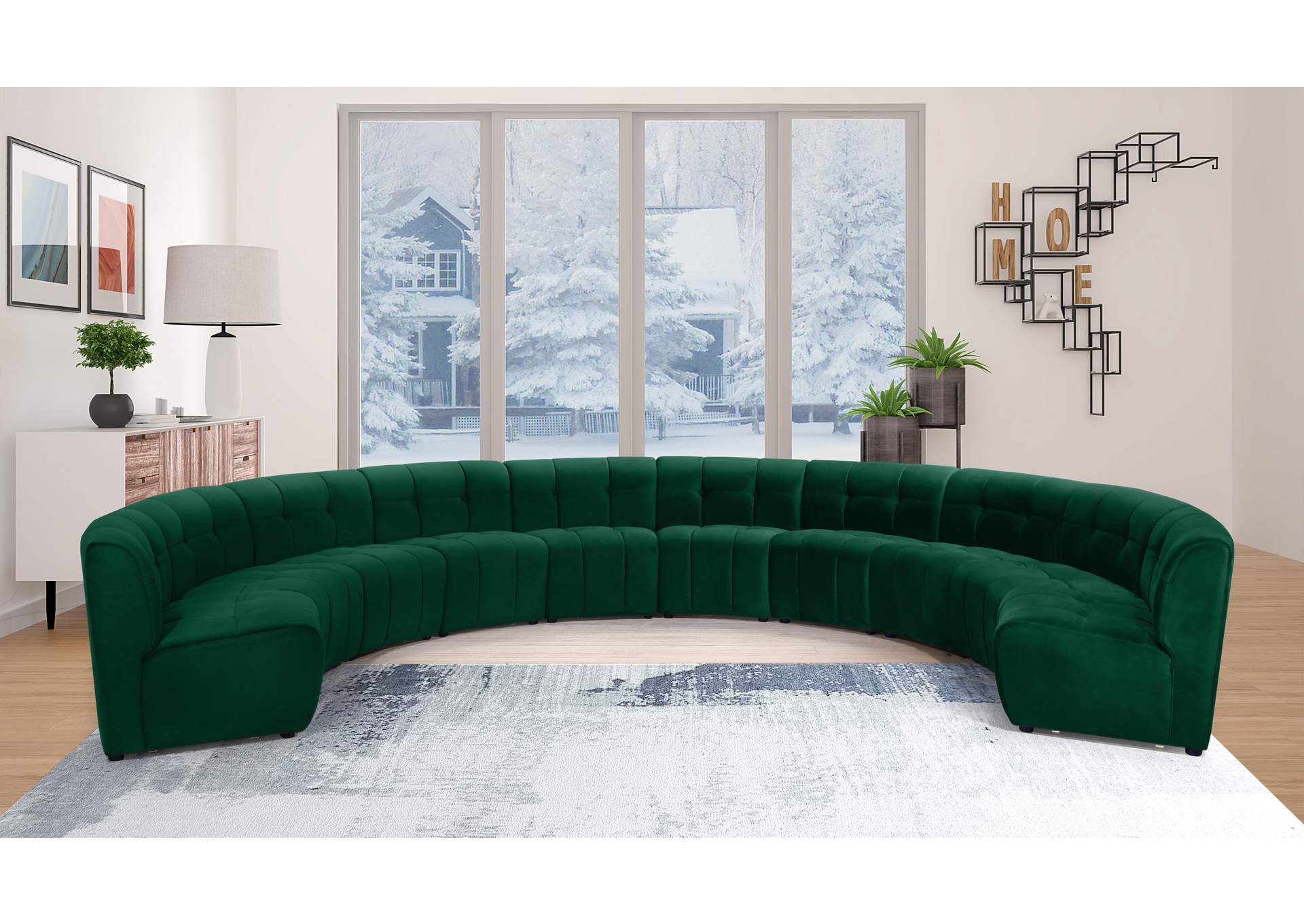 Limitless Green Velvet 10 Piece Modular Sectional,Meridian Furniture