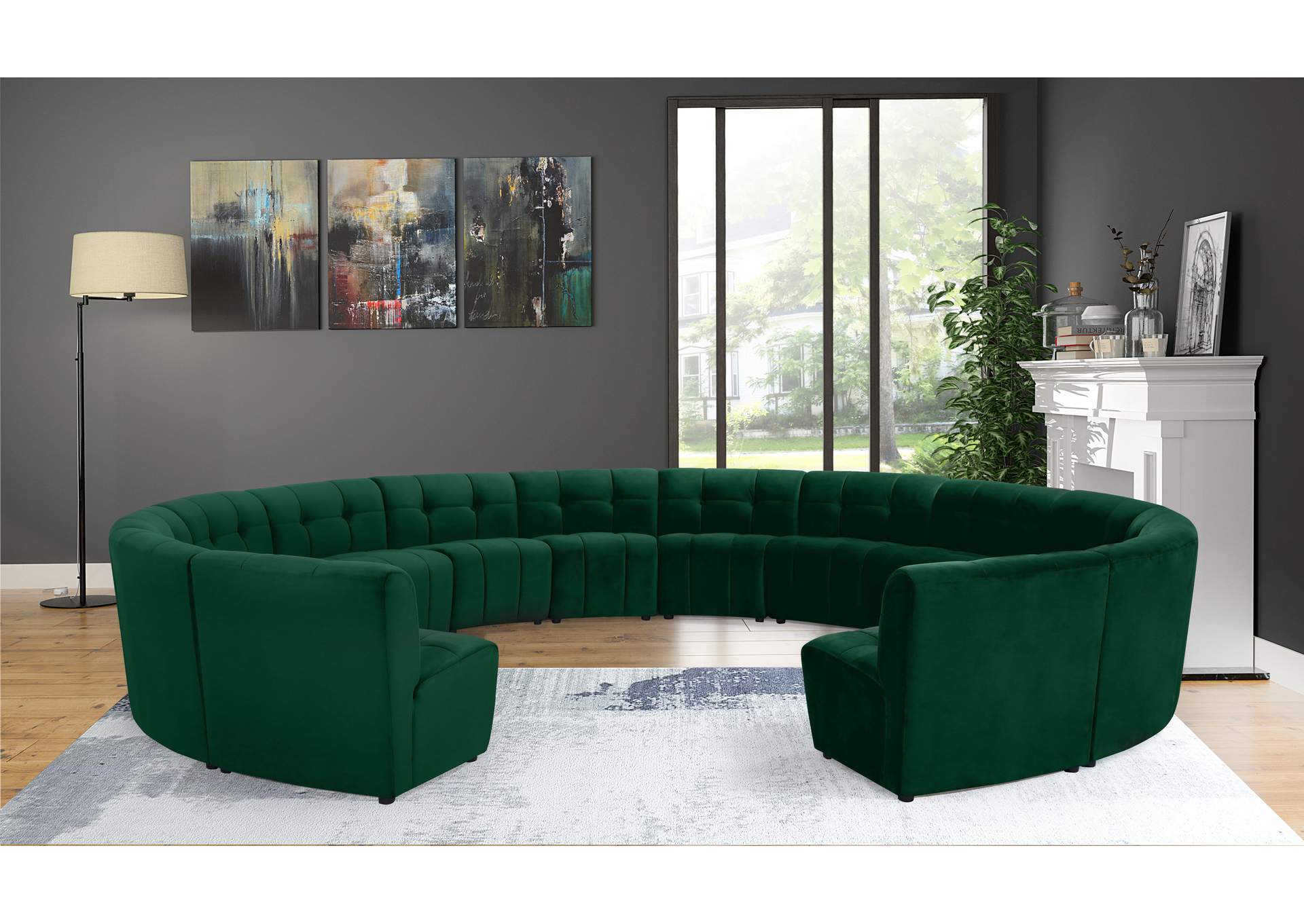 Limitless Green Velvet 14 Piece Modular Sectional,Meridian Furniture