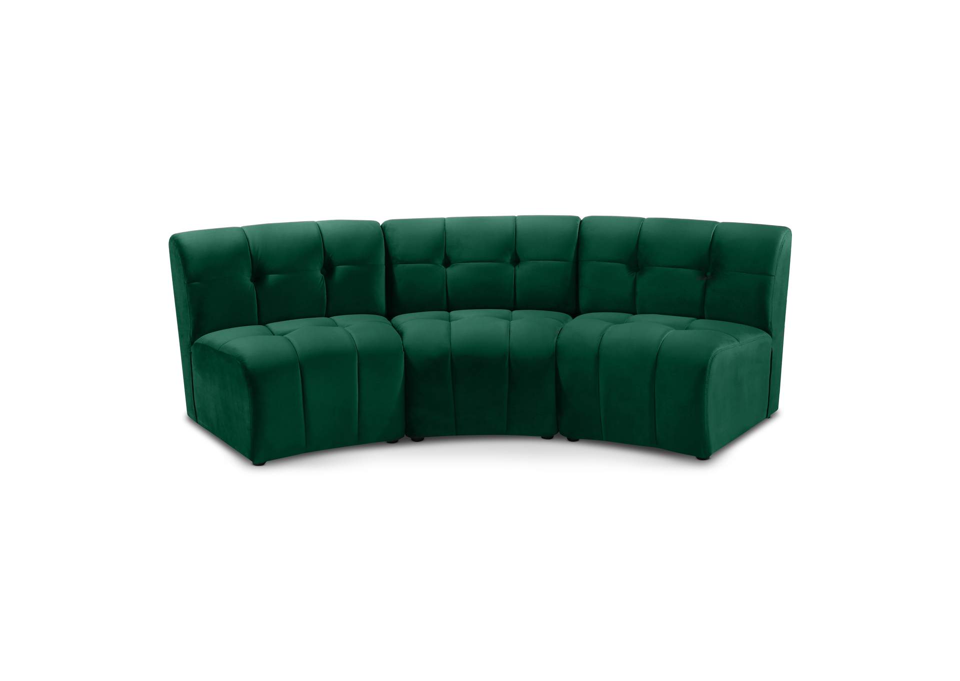 Limitless Green Velvet 3 Piece Modular Sectional,Meridian Furniture