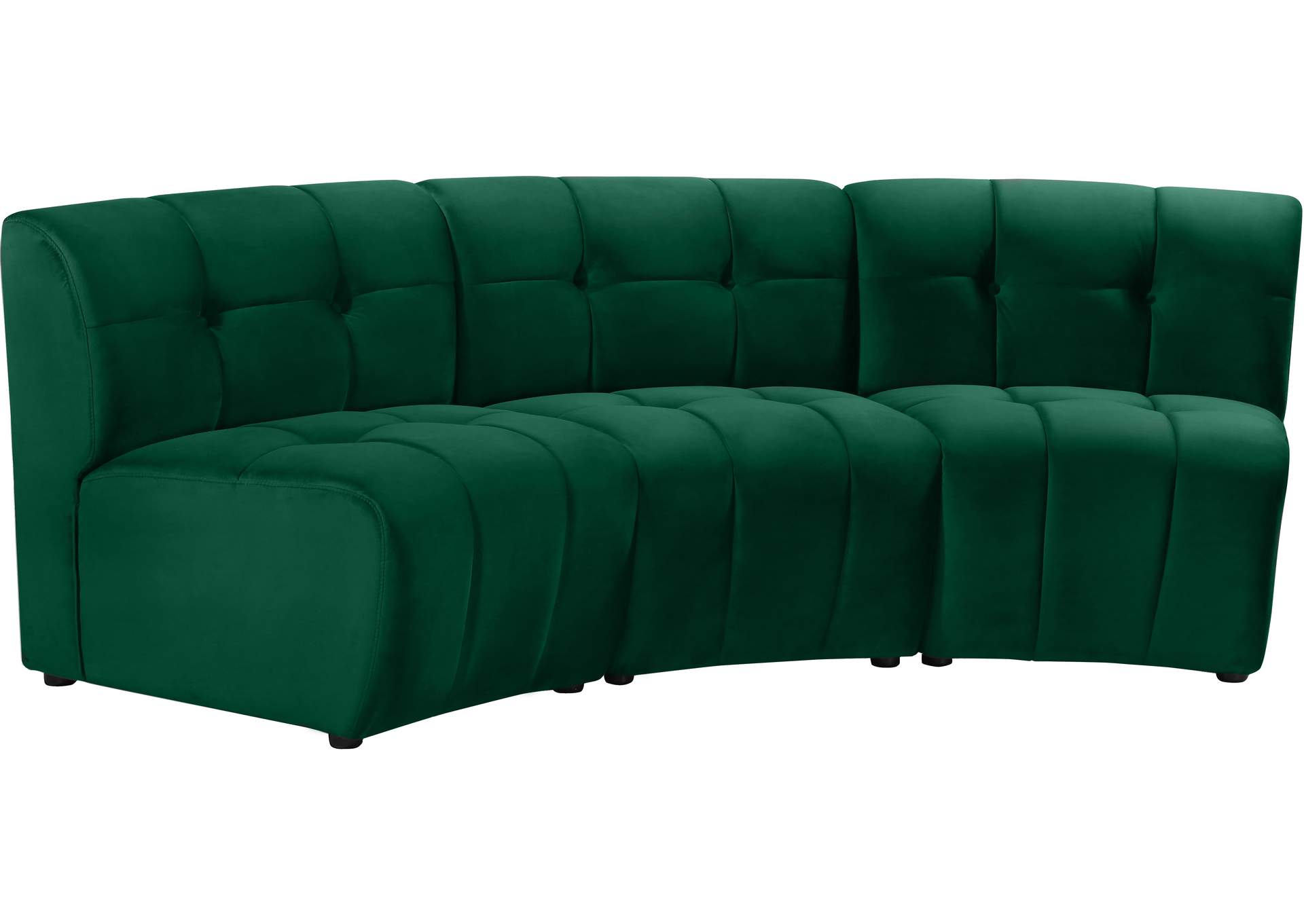 Limitless Green Velvet 3 Piece Modular Sectional,Meridian Furniture