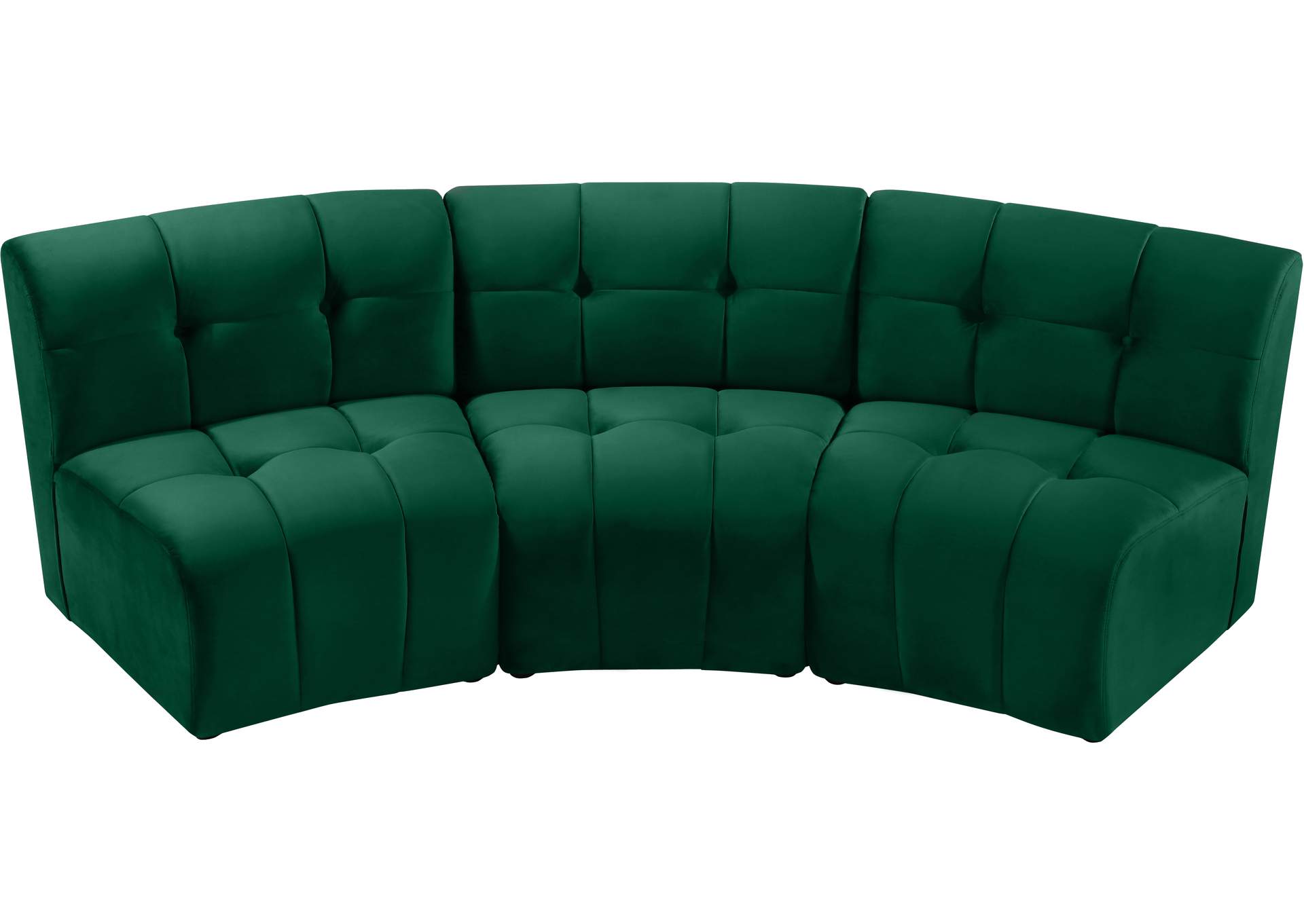 Limitless Green Velvet 3 Piece Modular Sectional,Meridian Furniture