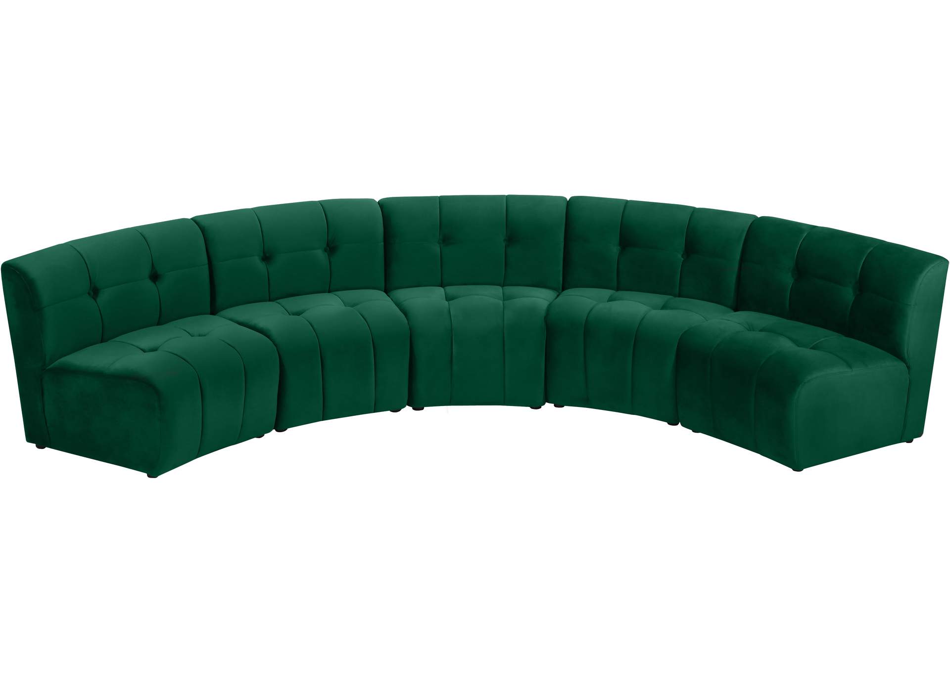 Limitless Green Velvet 5 Piece Modular Sectional,Meridian Furniture