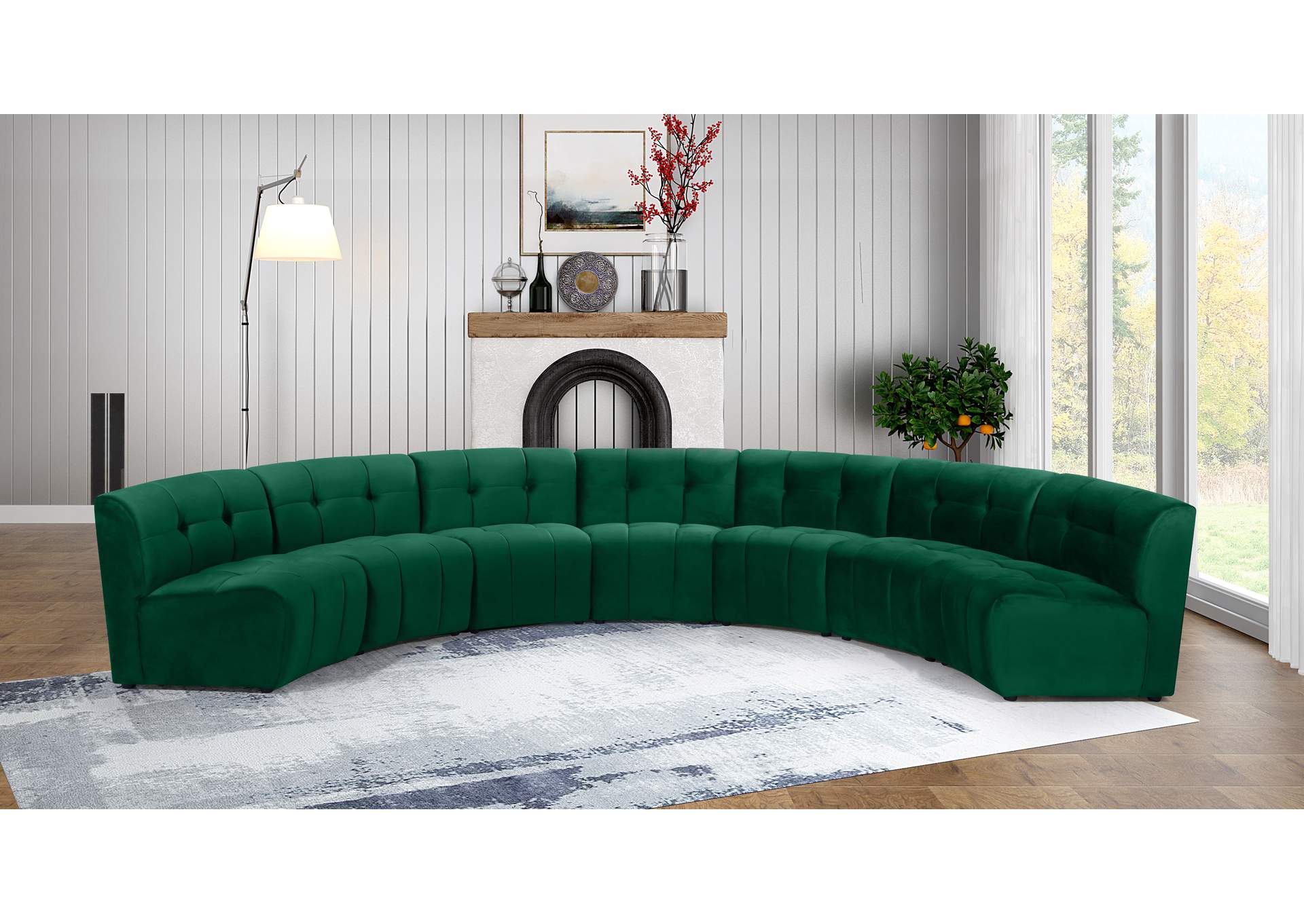 Limitless Green Velvet 7 Piece Modular Sectional,Meridian Furniture