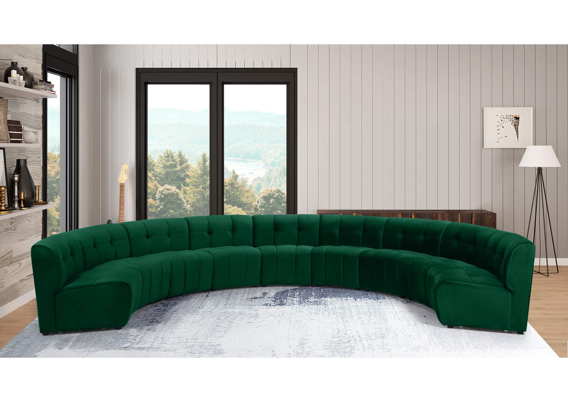 Limitless Green Velvet 9 Piece Modular Sectional,Meridian Furniture