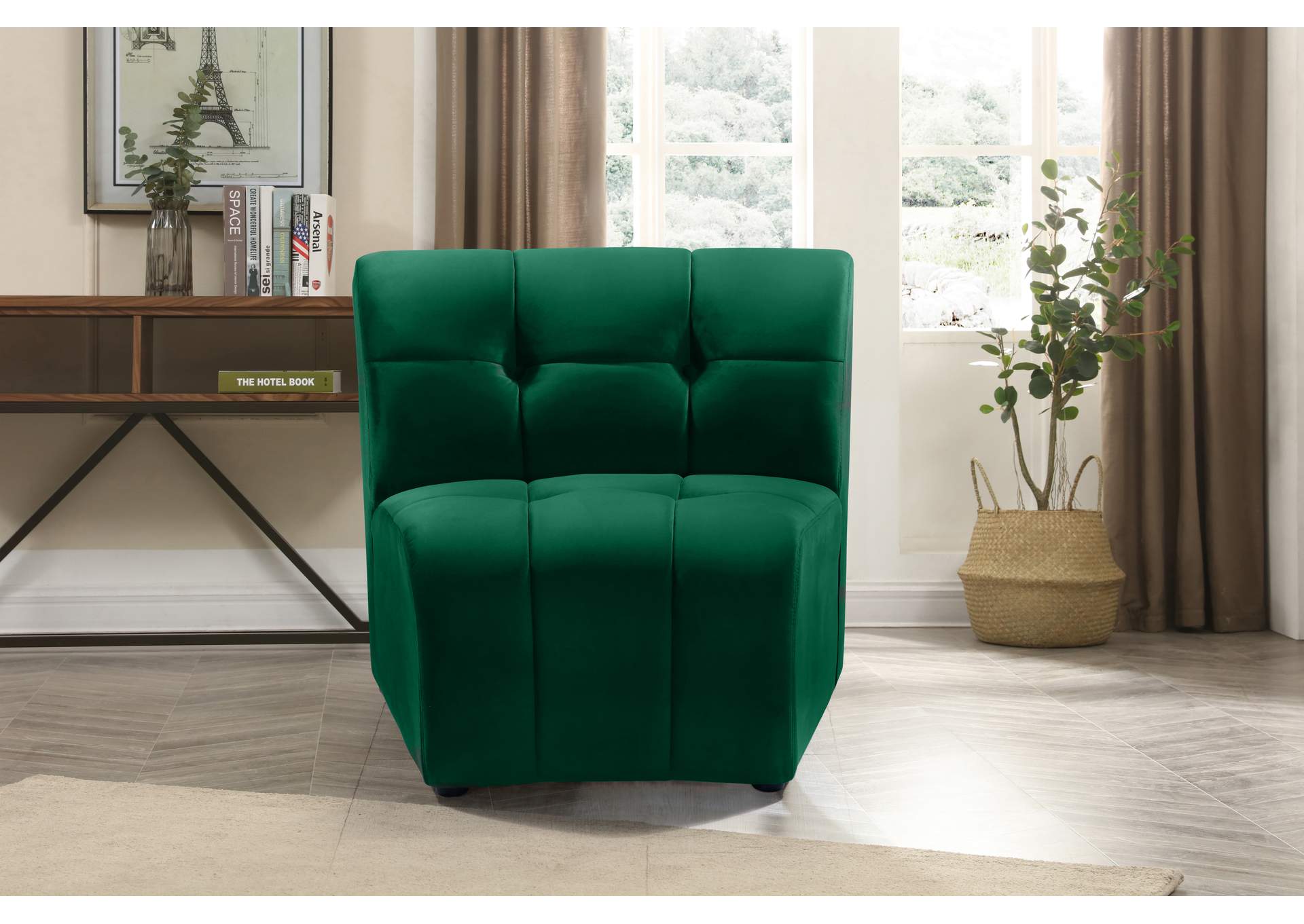 Limitless Green Velvet Modular Chair,Meridian Furniture