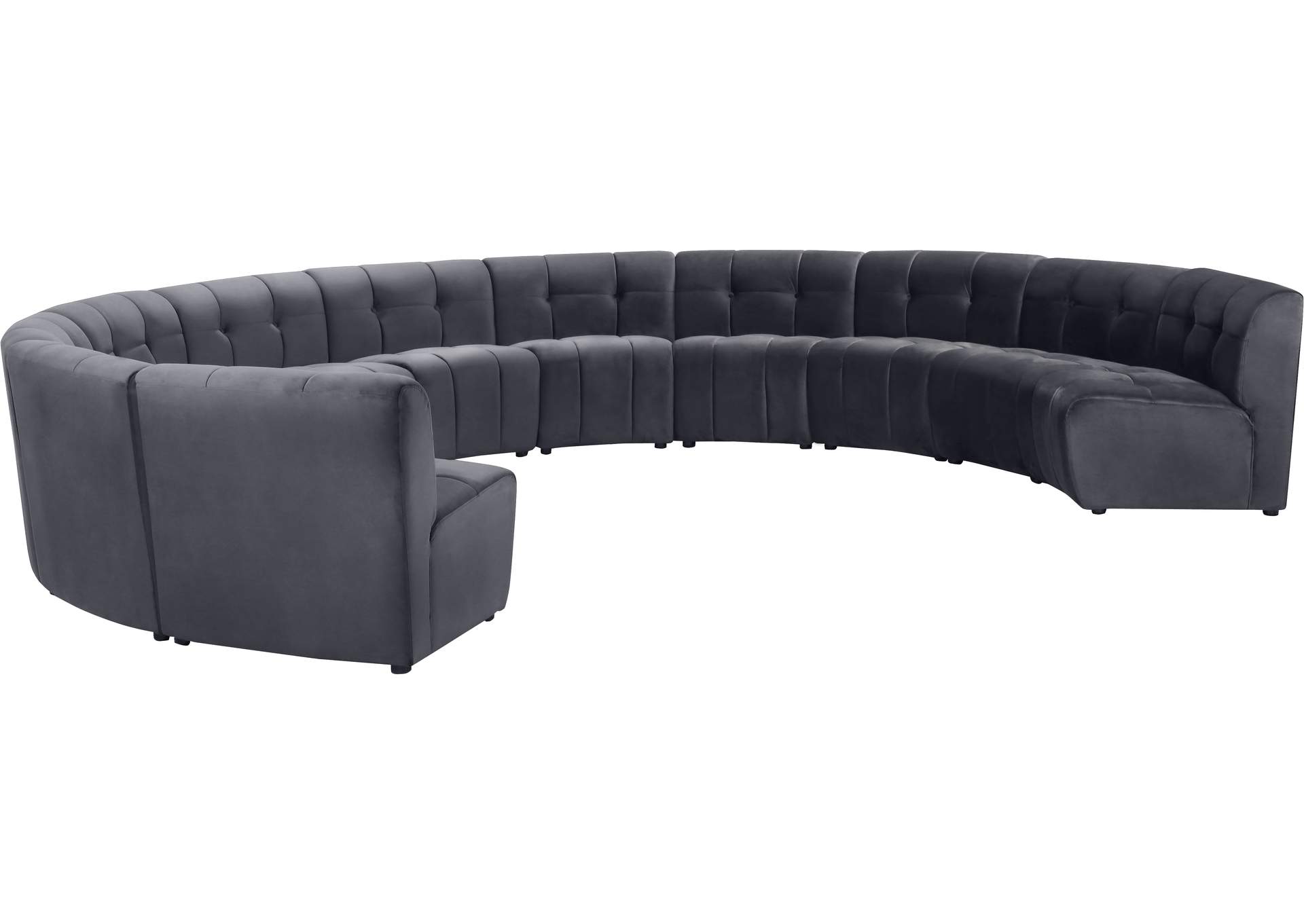 Limitless Grey Velvet 11 Piece Modular Sectional,Meridian Furniture