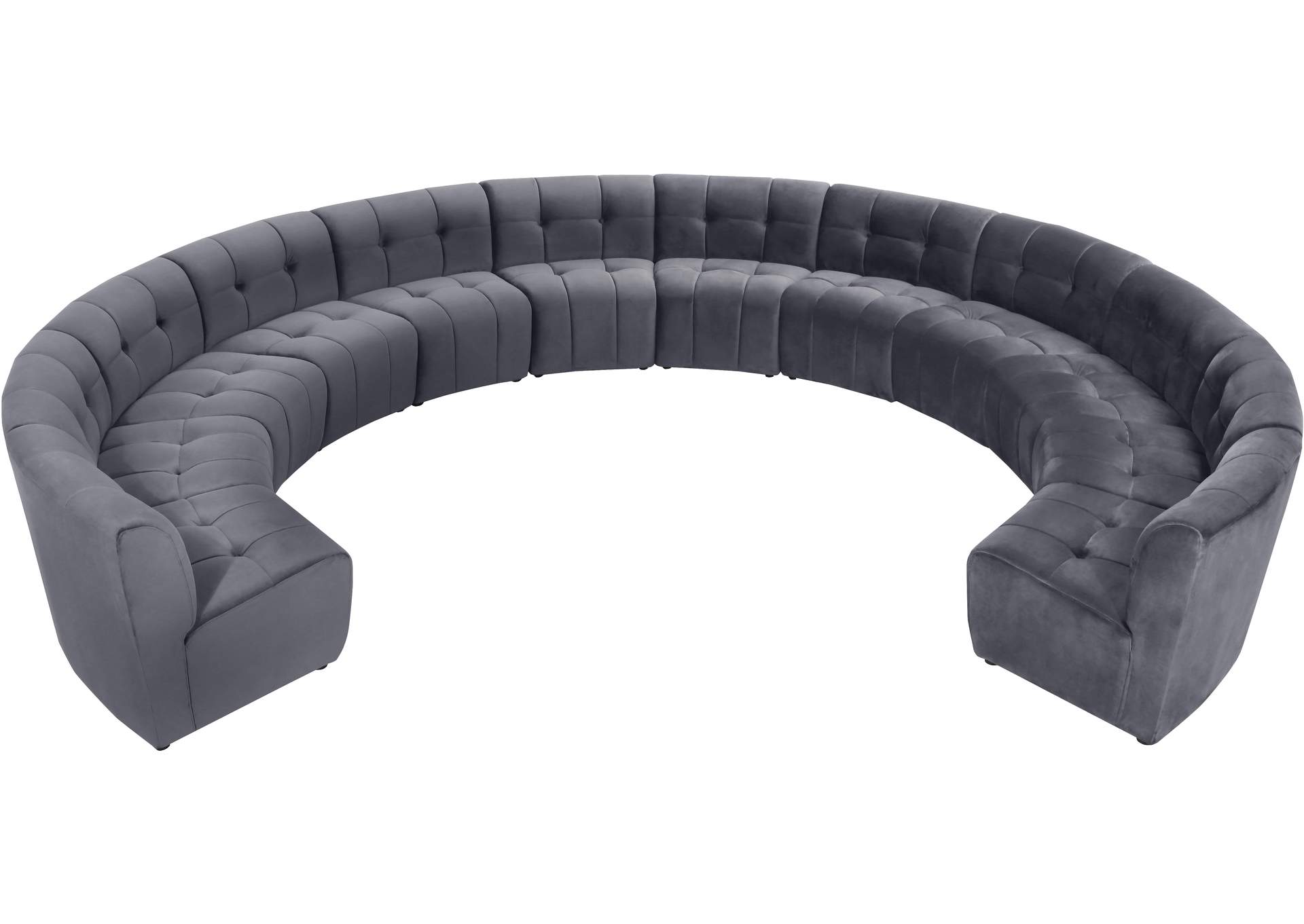 Limitless Grey Velvet 12 Piece Modular Sectional,Meridian Furniture