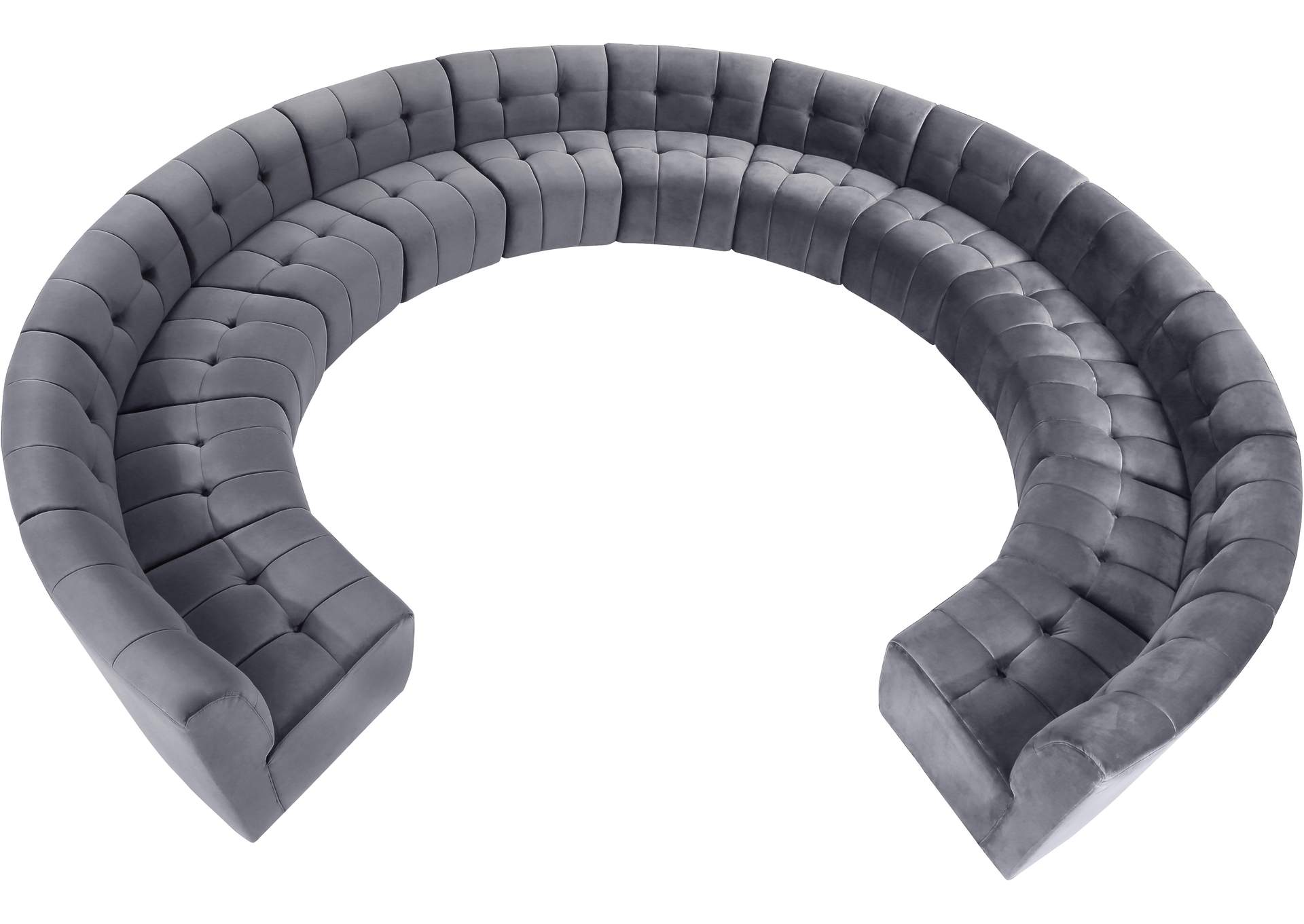 Limitless Grey Velvet 13 Piece Modular Sectional,Meridian Furniture