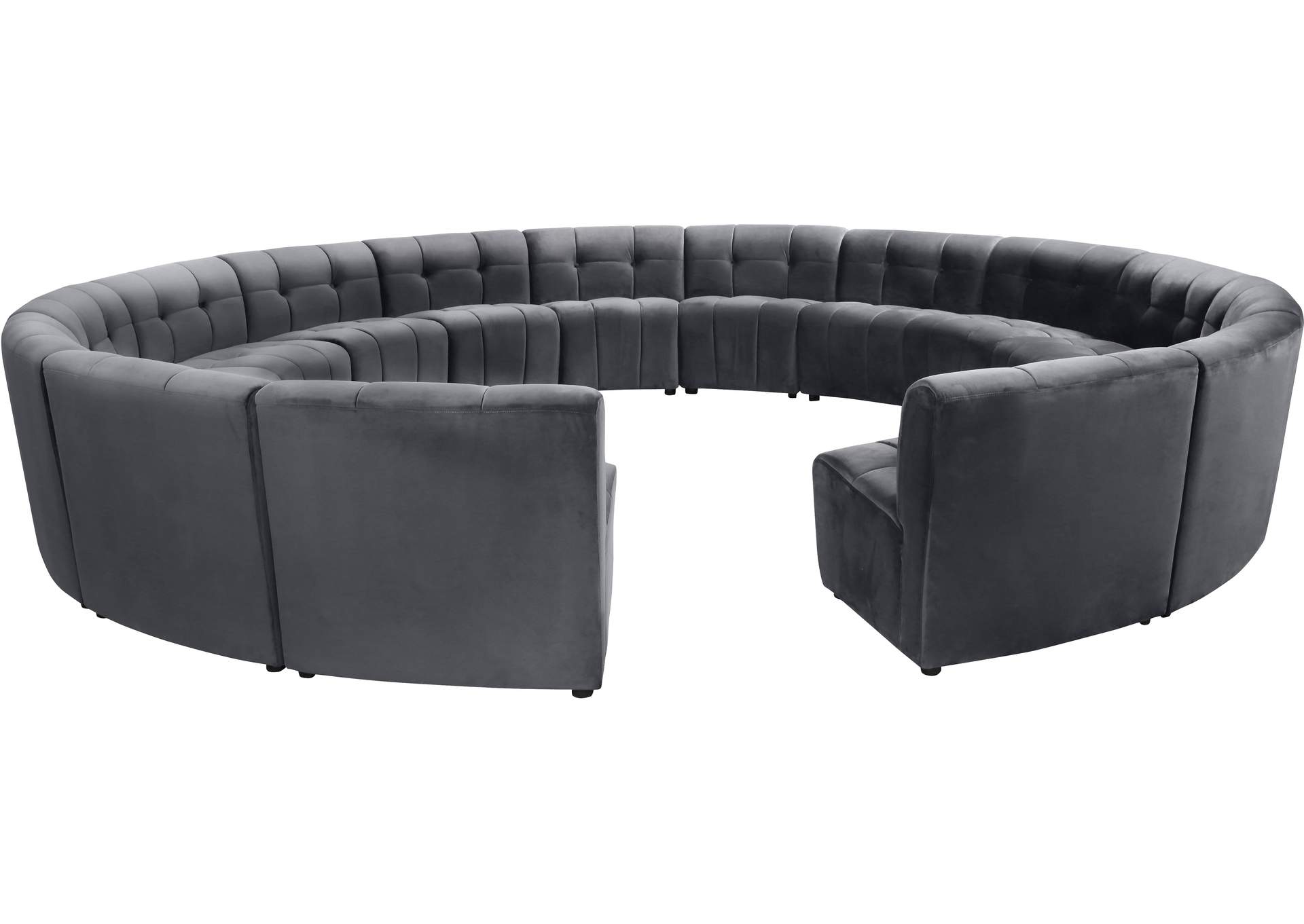 Limitless Grey Velvet 15 Piece Modular Sectional,Meridian Furniture