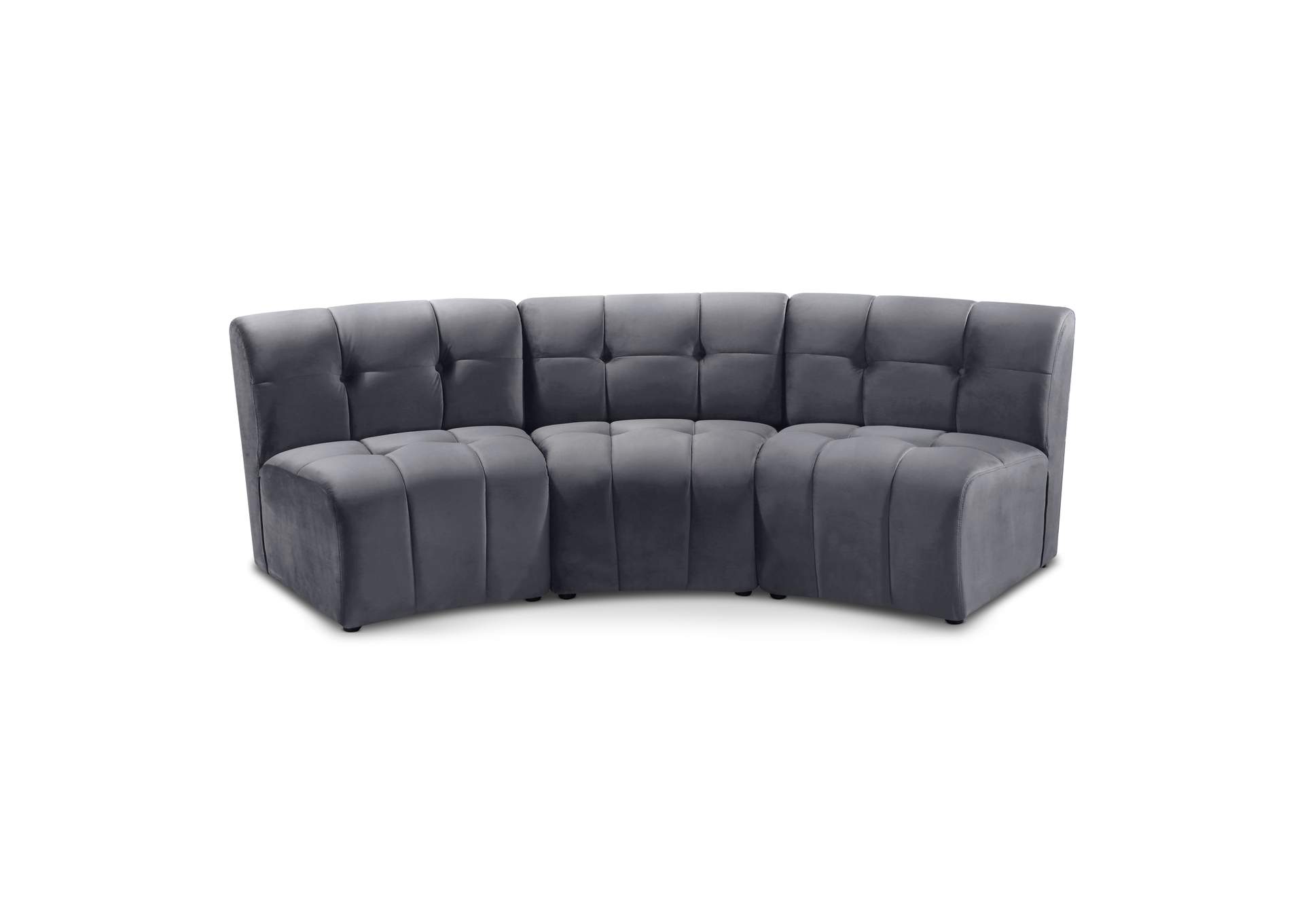 Limitless Grey Velvet 3 Piece Modular Sectional,Meridian Furniture