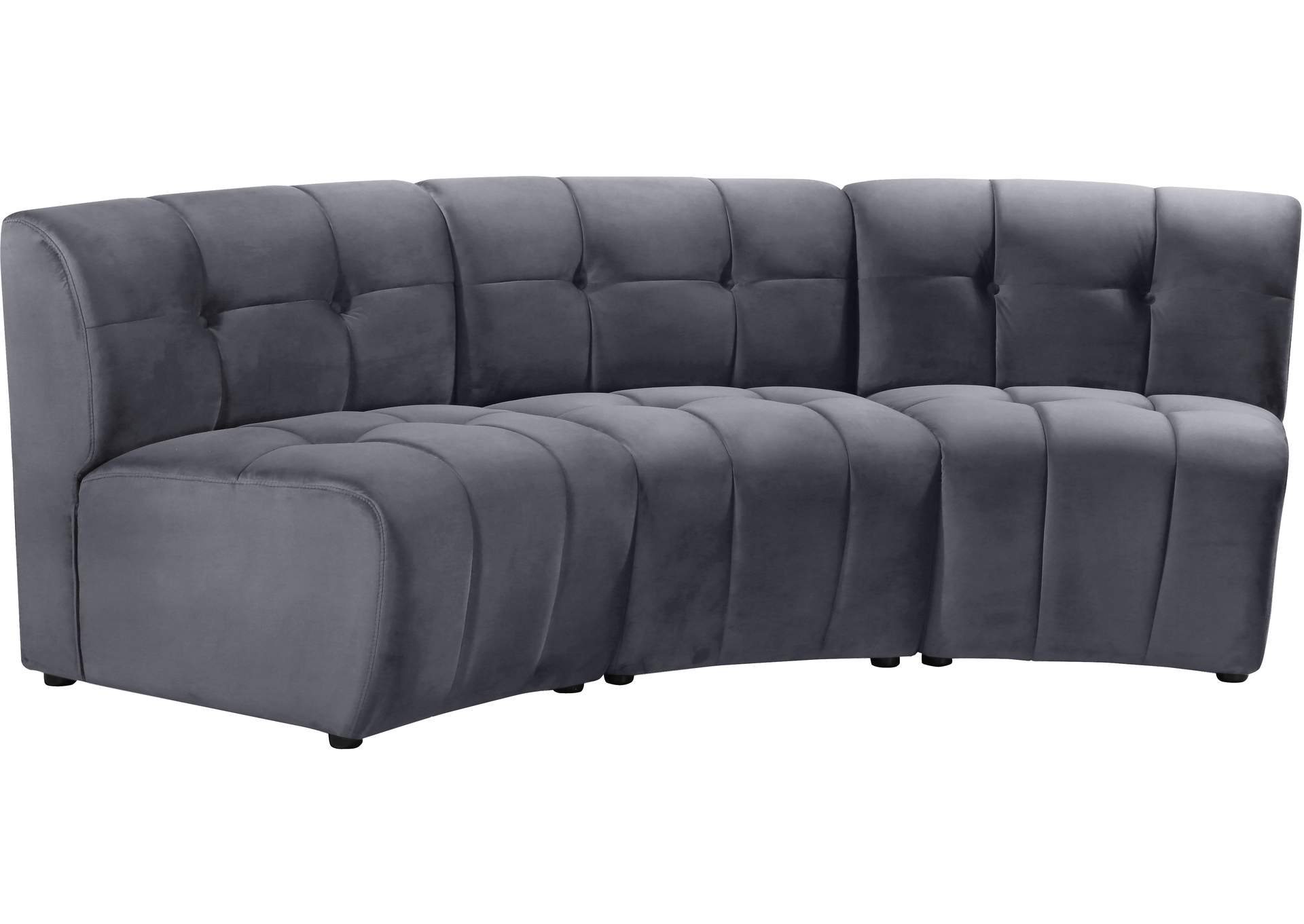 Limitless Grey Velvet 3 Piece Modular Sectional,Meridian Furniture