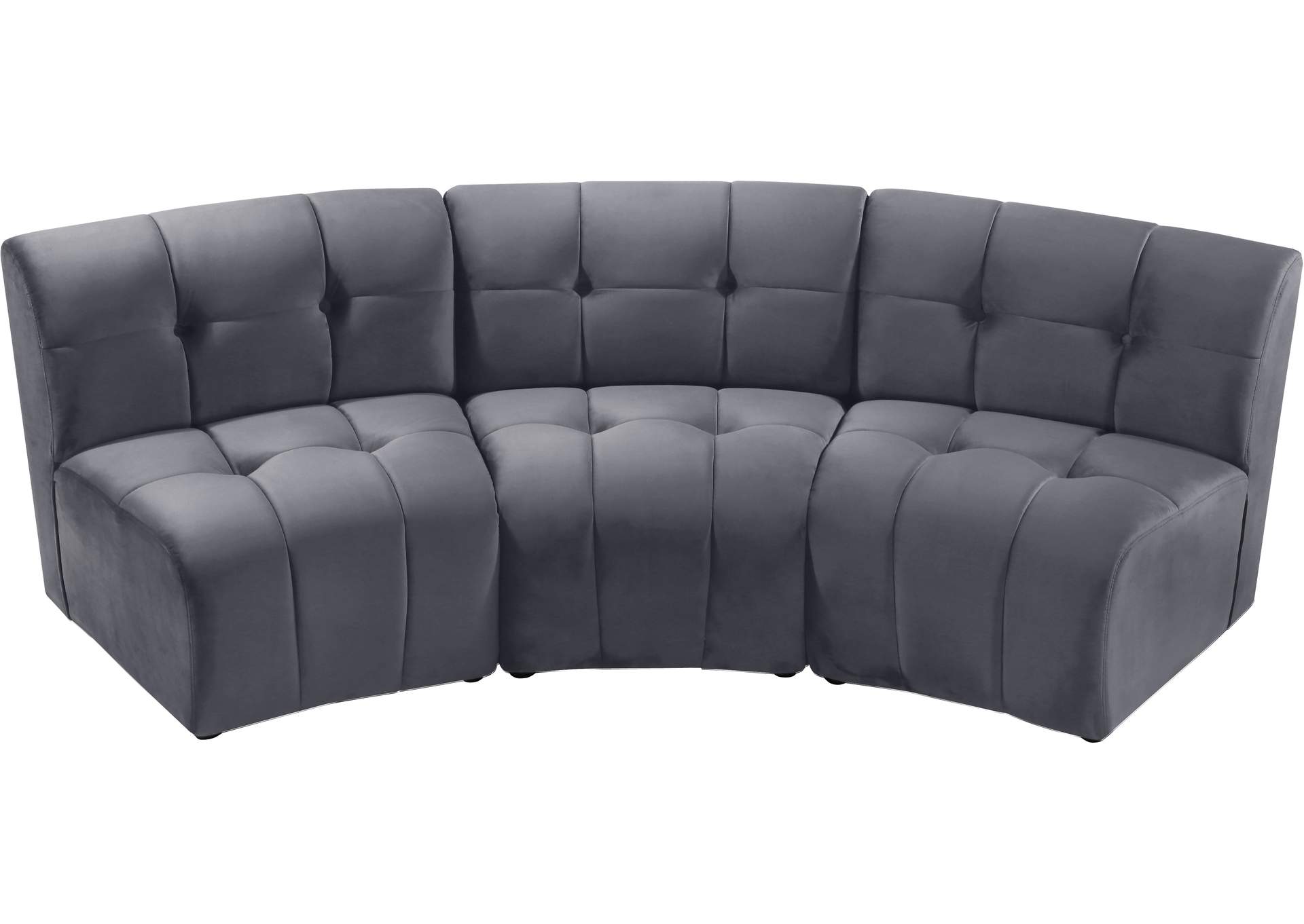 Limitless Grey Velvet 3 Piece Modular Sectional,Meridian Furniture