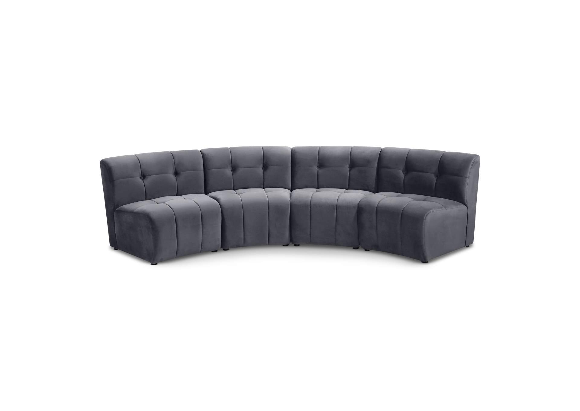 Limitless Grey Velvet 4 Piece Modular Sectional,Meridian Furniture