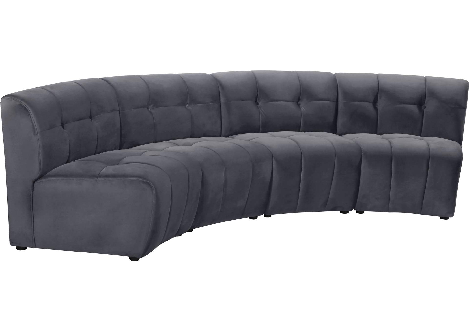 Limitless Grey Velvet 4 Piece Modular Sectional,Meridian Furniture