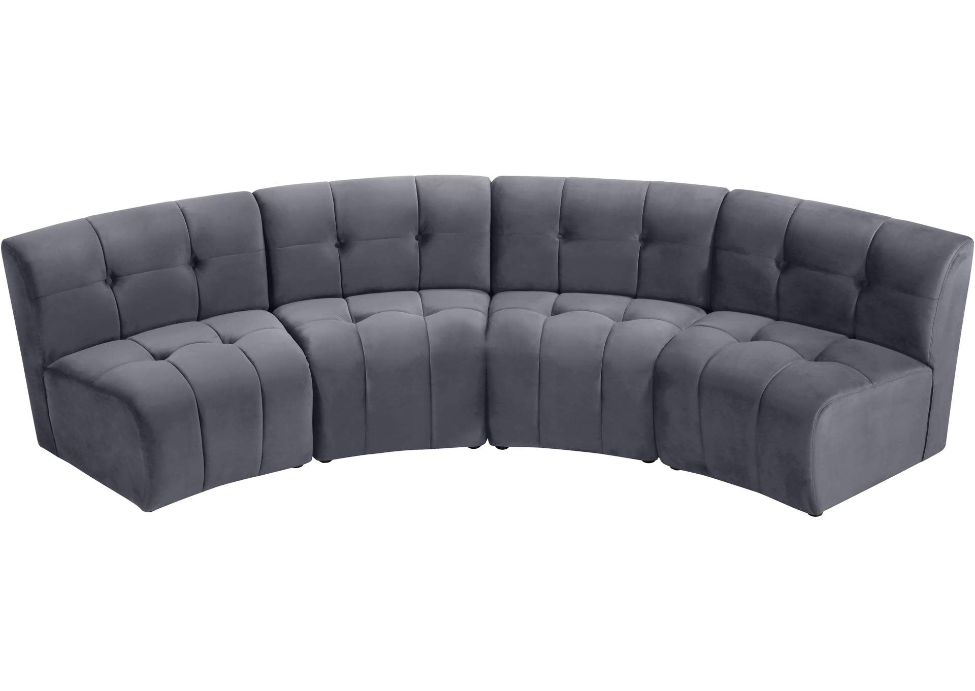 Limitless Grey Velvet 4 Piece Modular Sectional,Meridian Furniture