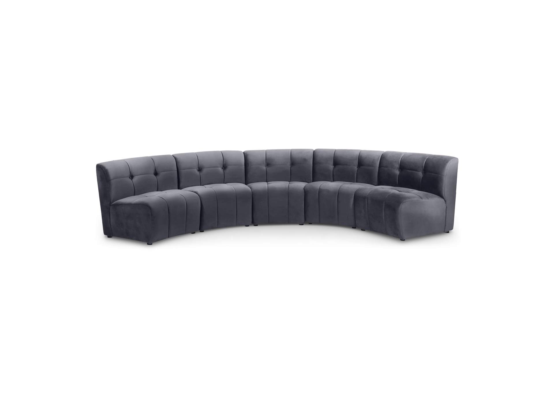 Limitless Grey Velvet 5 Piece Modular Sectional,Meridian Furniture