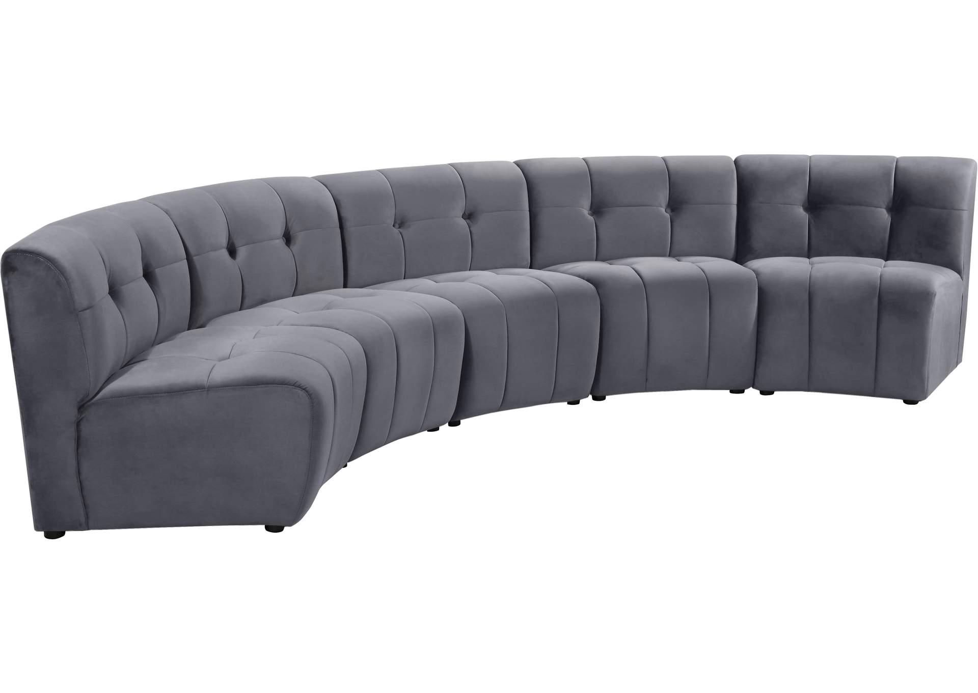 Limitless Grey Velvet 5 Piece Modular Sectional,Meridian Furniture