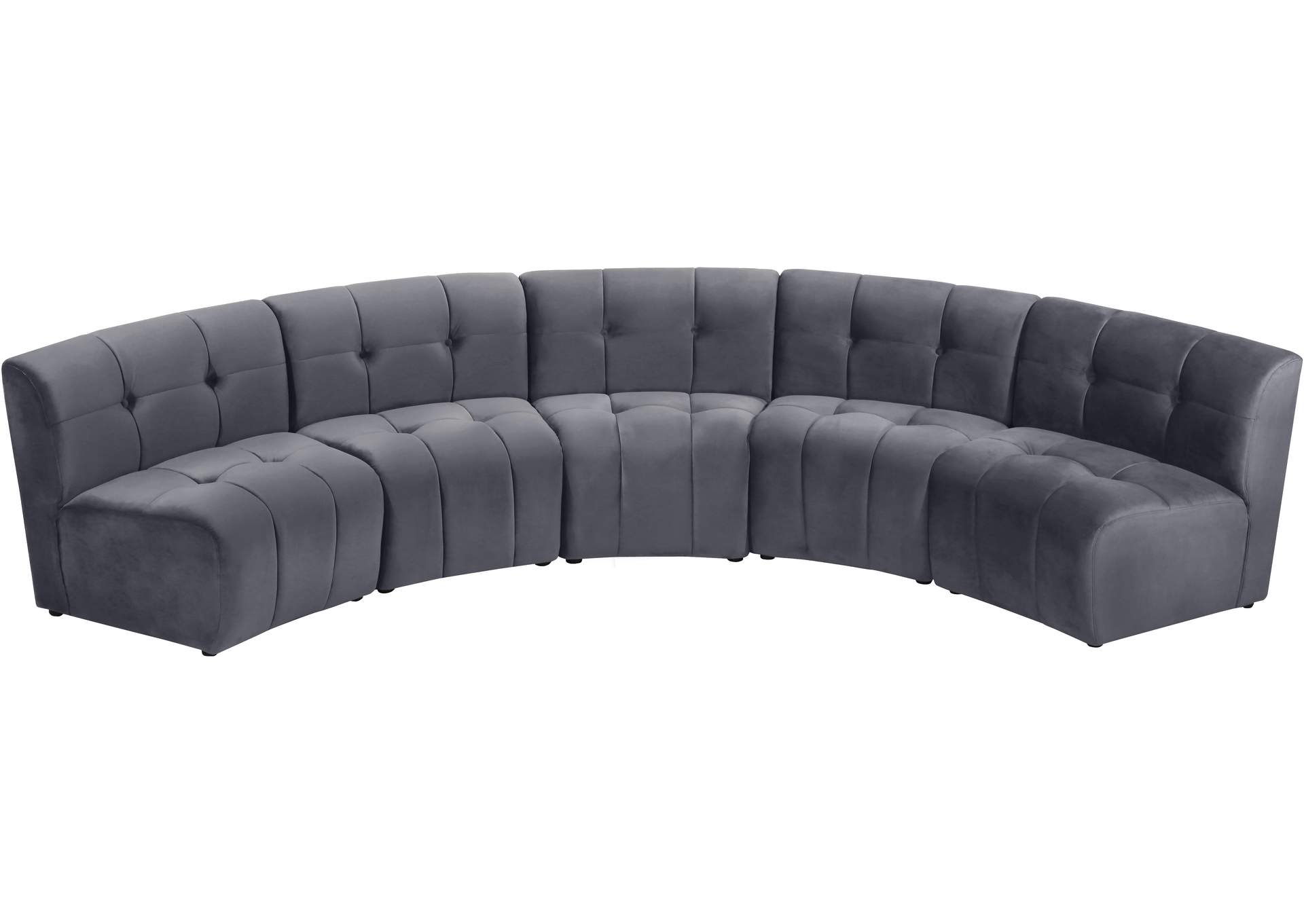 Limitless Grey Velvet 5 Piece Modular Sectional,Meridian Furniture