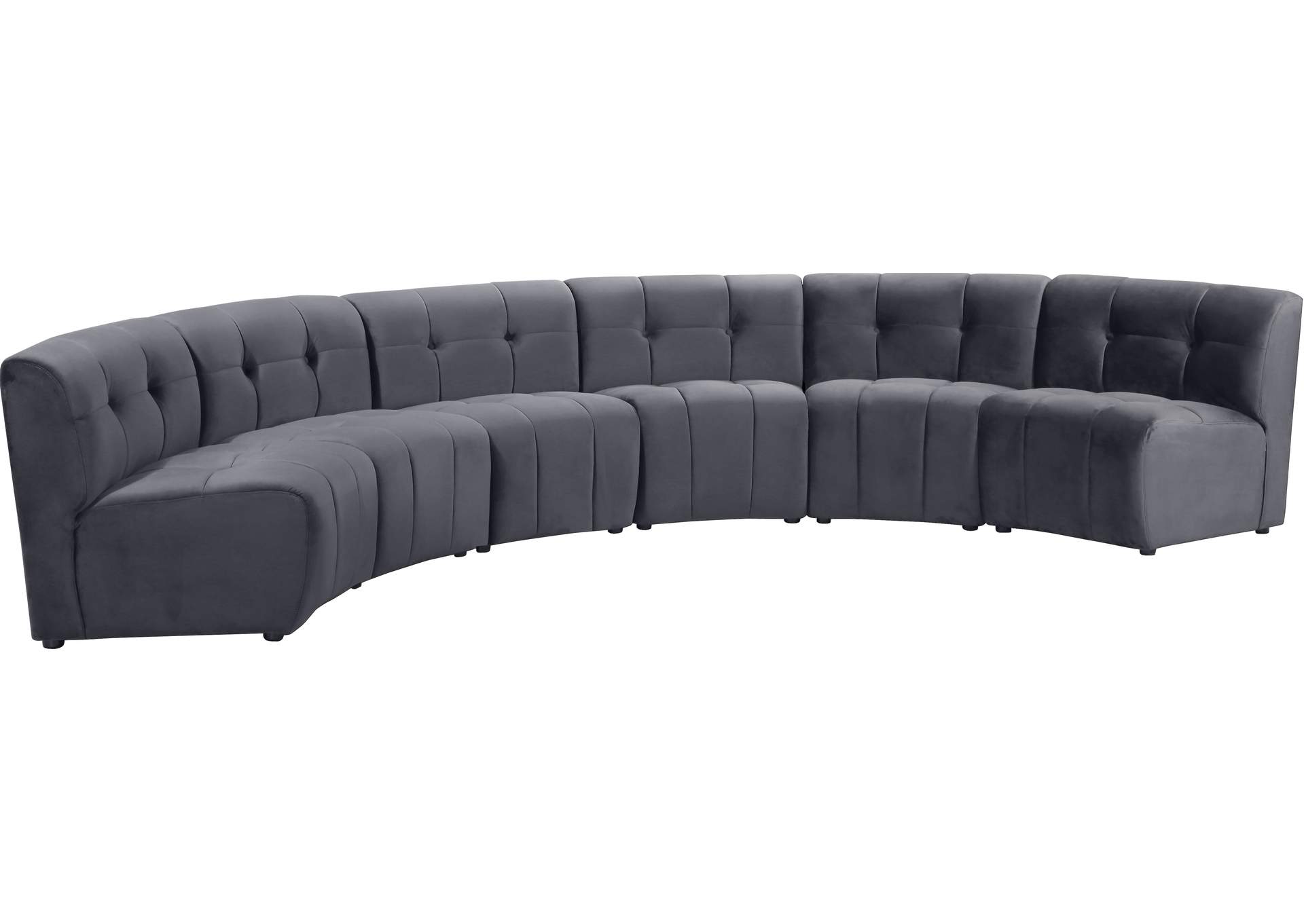 Limitless Grey Velvet 6 Piece . Modular Sectional,Meridian Furniture