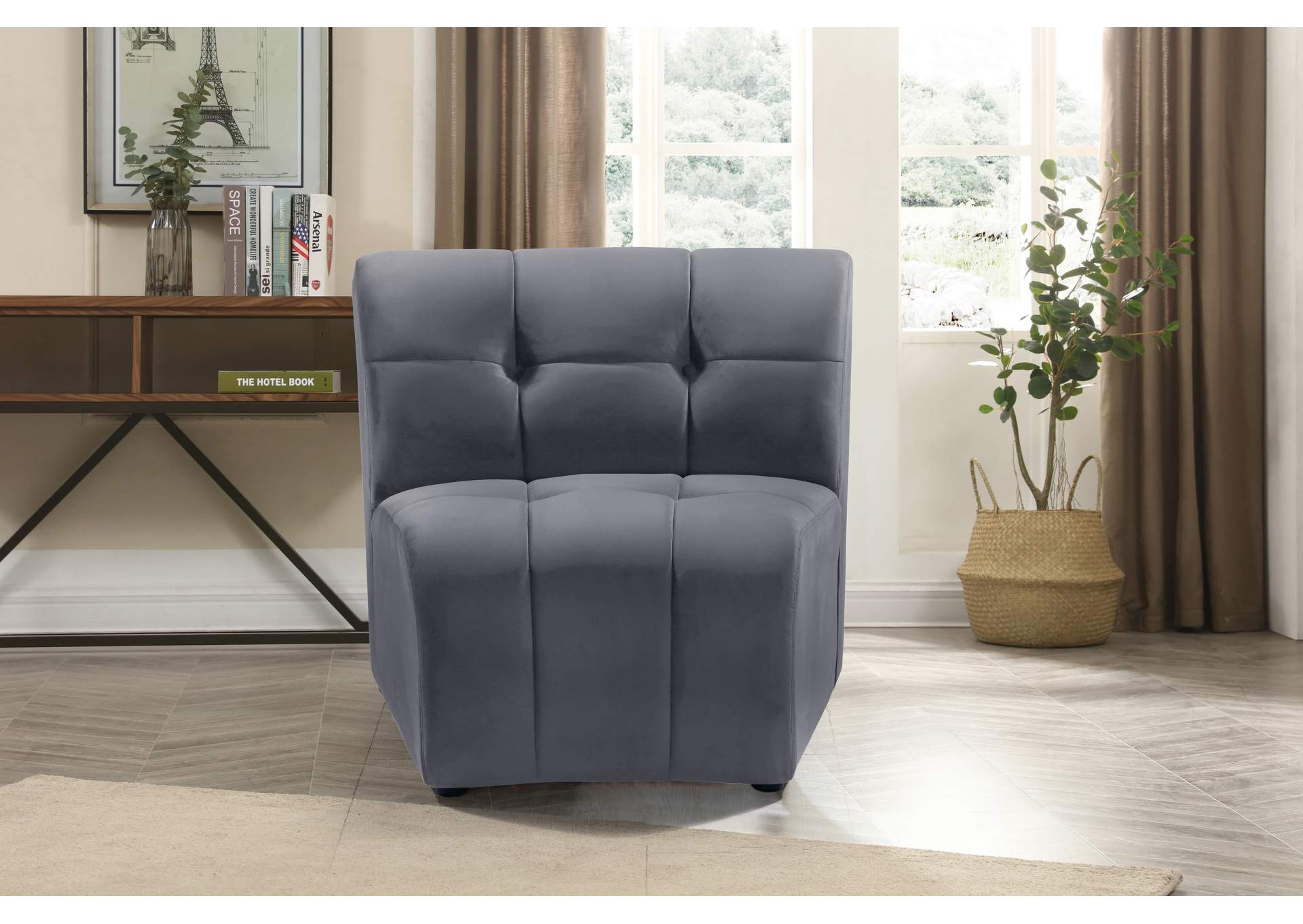 Limitless Grey Velvet Modular Chair,Meridian Furniture